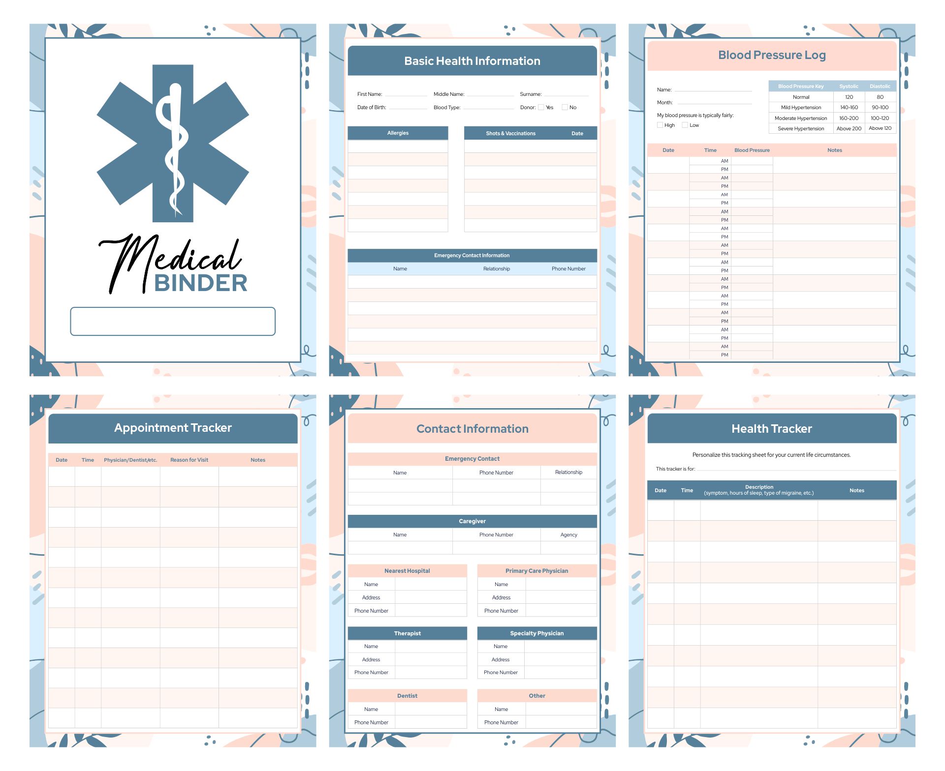 Printable Medical And Important Information Binders
