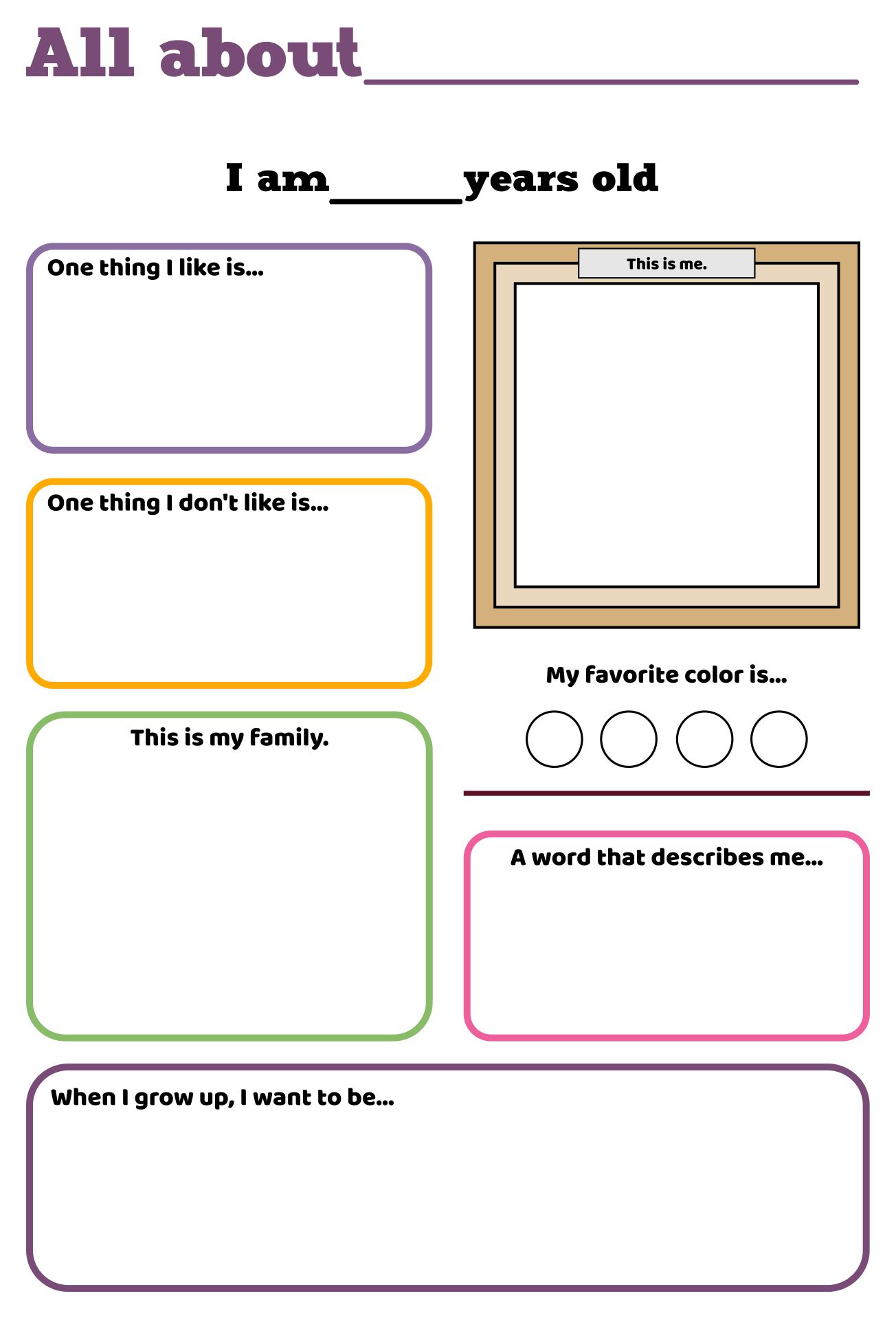 Printable New Teacher All About Me Writing Frame Template