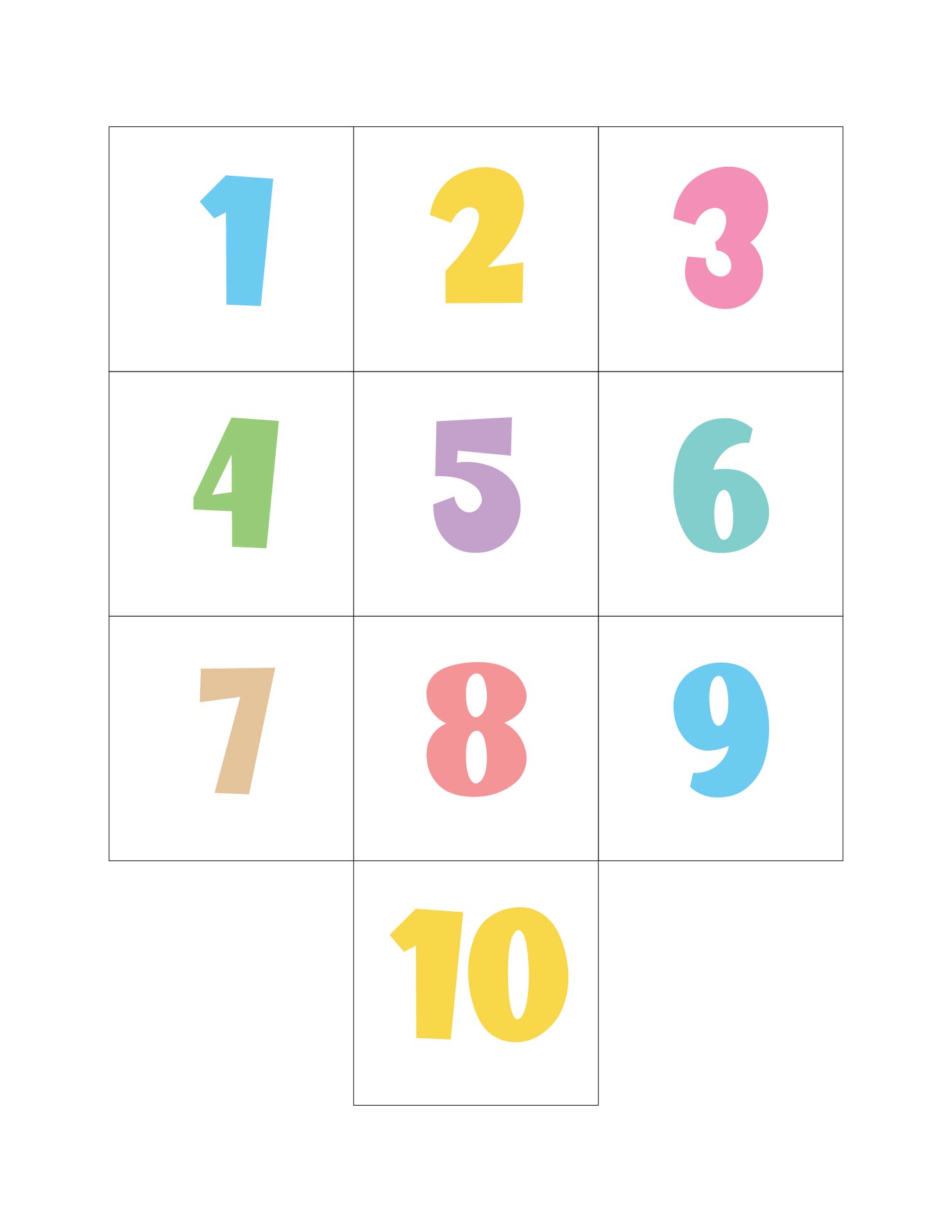Printable Number Templates 1 To 10