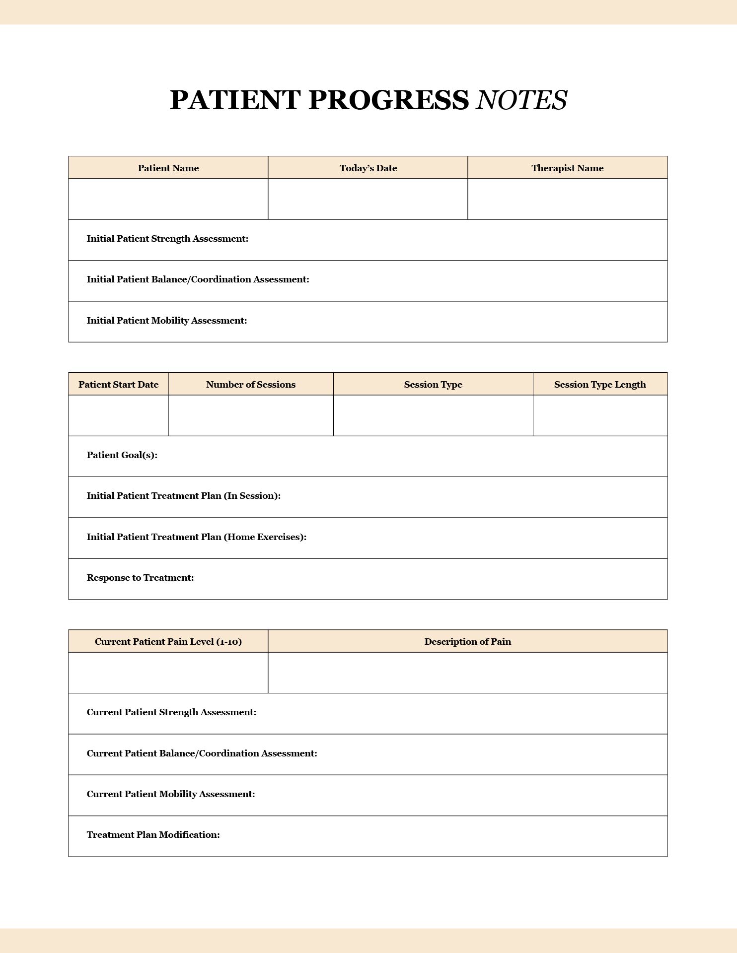 Printable Physical Therapy Progress Report Template