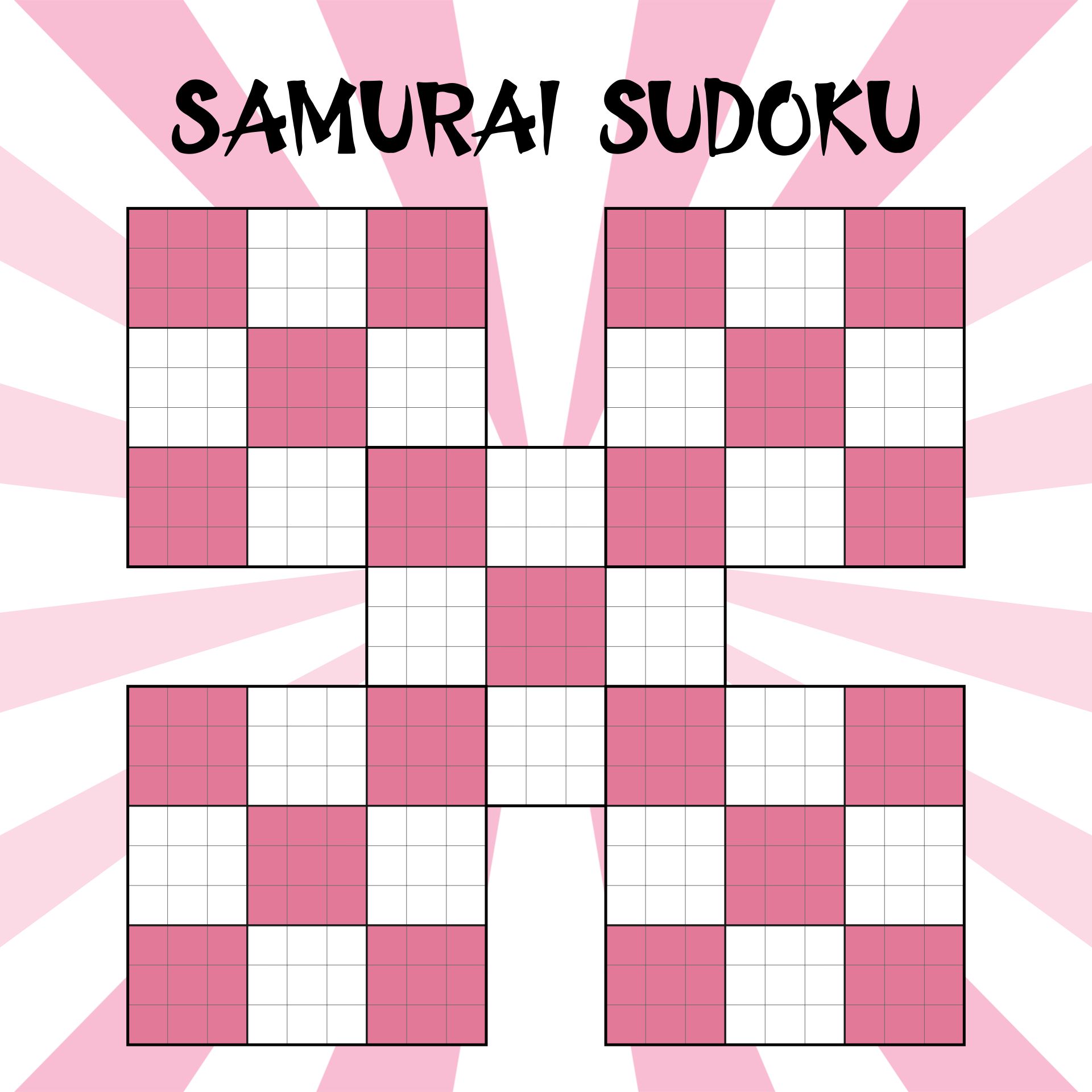 Printable Samurai Sudoku Puzzle Blank Grid