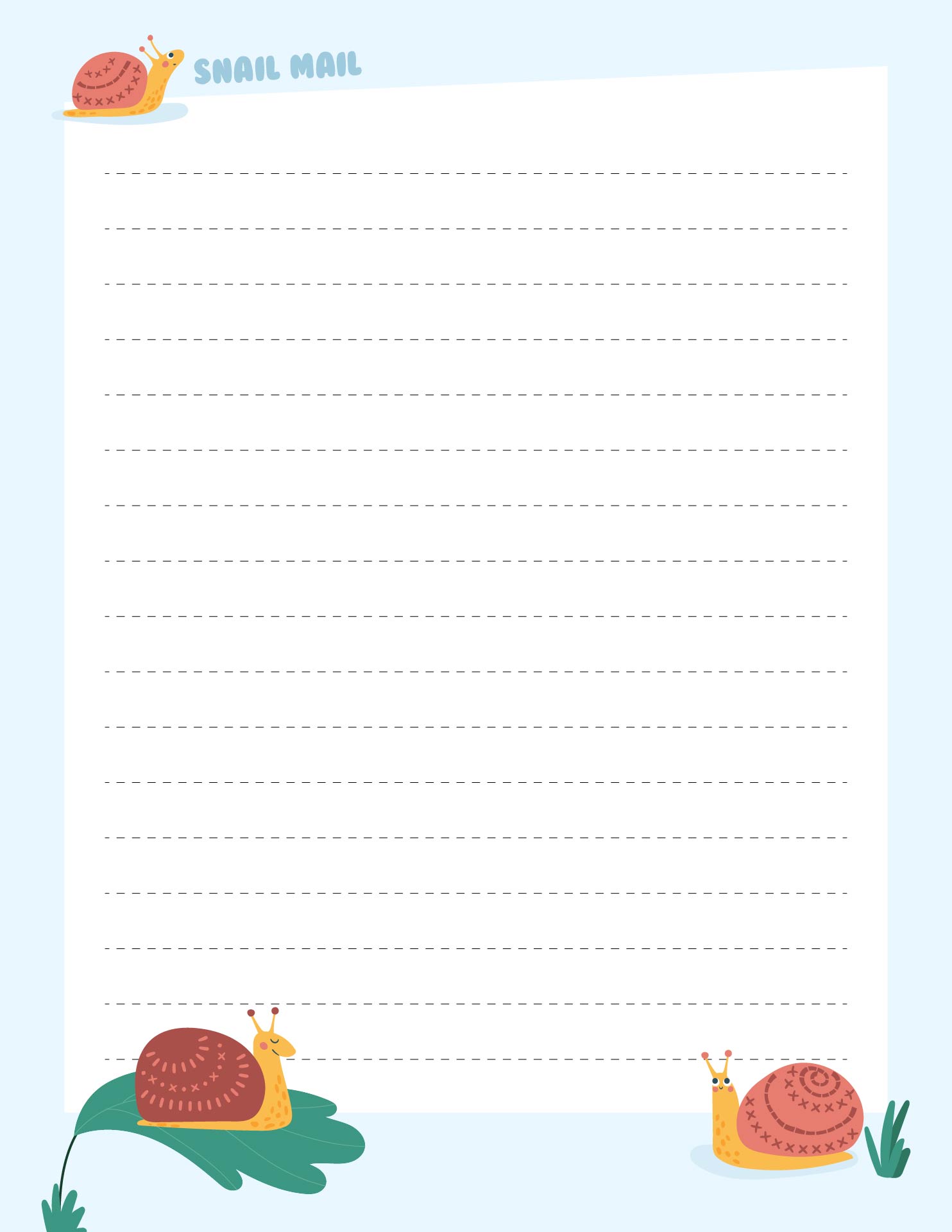 Printable Snail Mail Letter Writing Paper Cute Summer