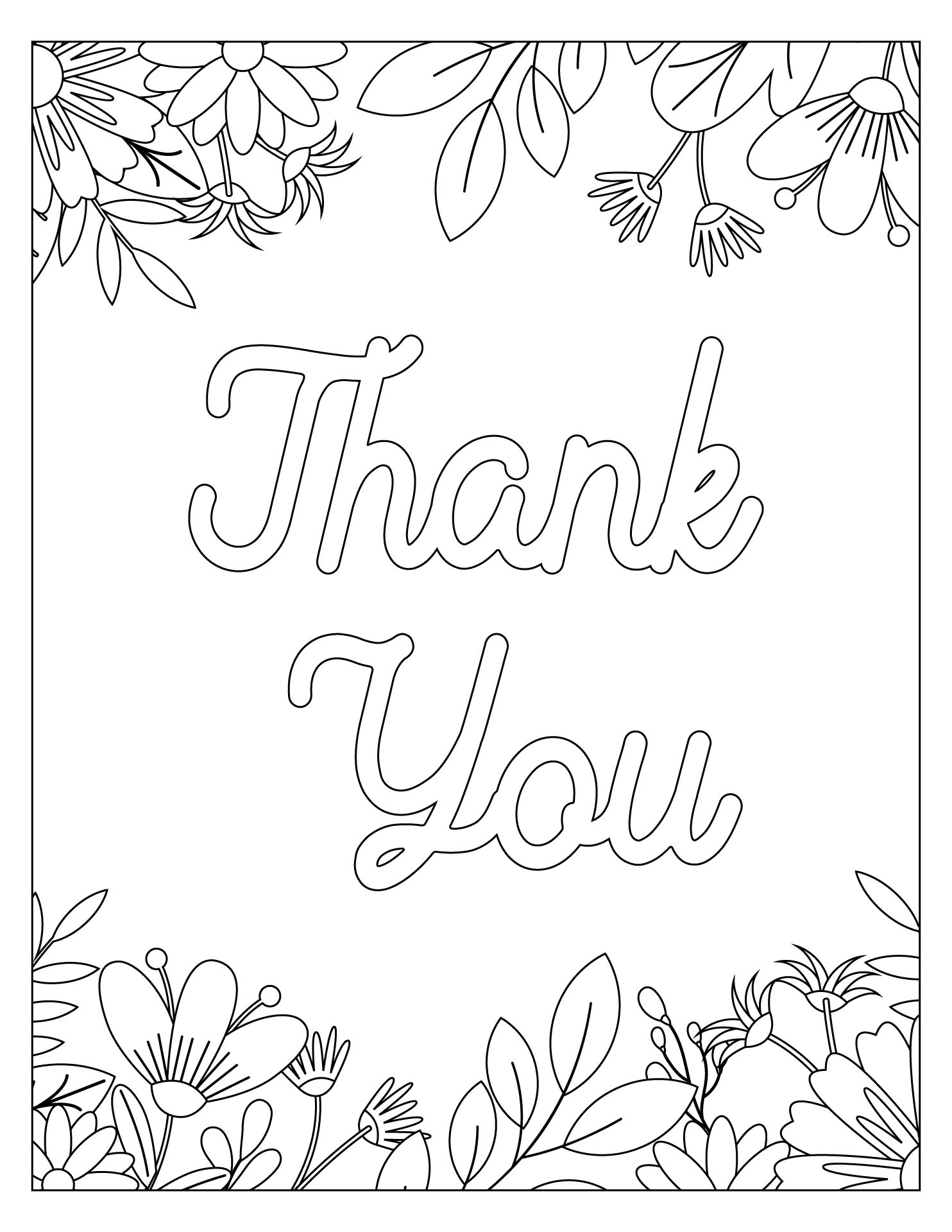 Printable Thank You Cards Coloring Page