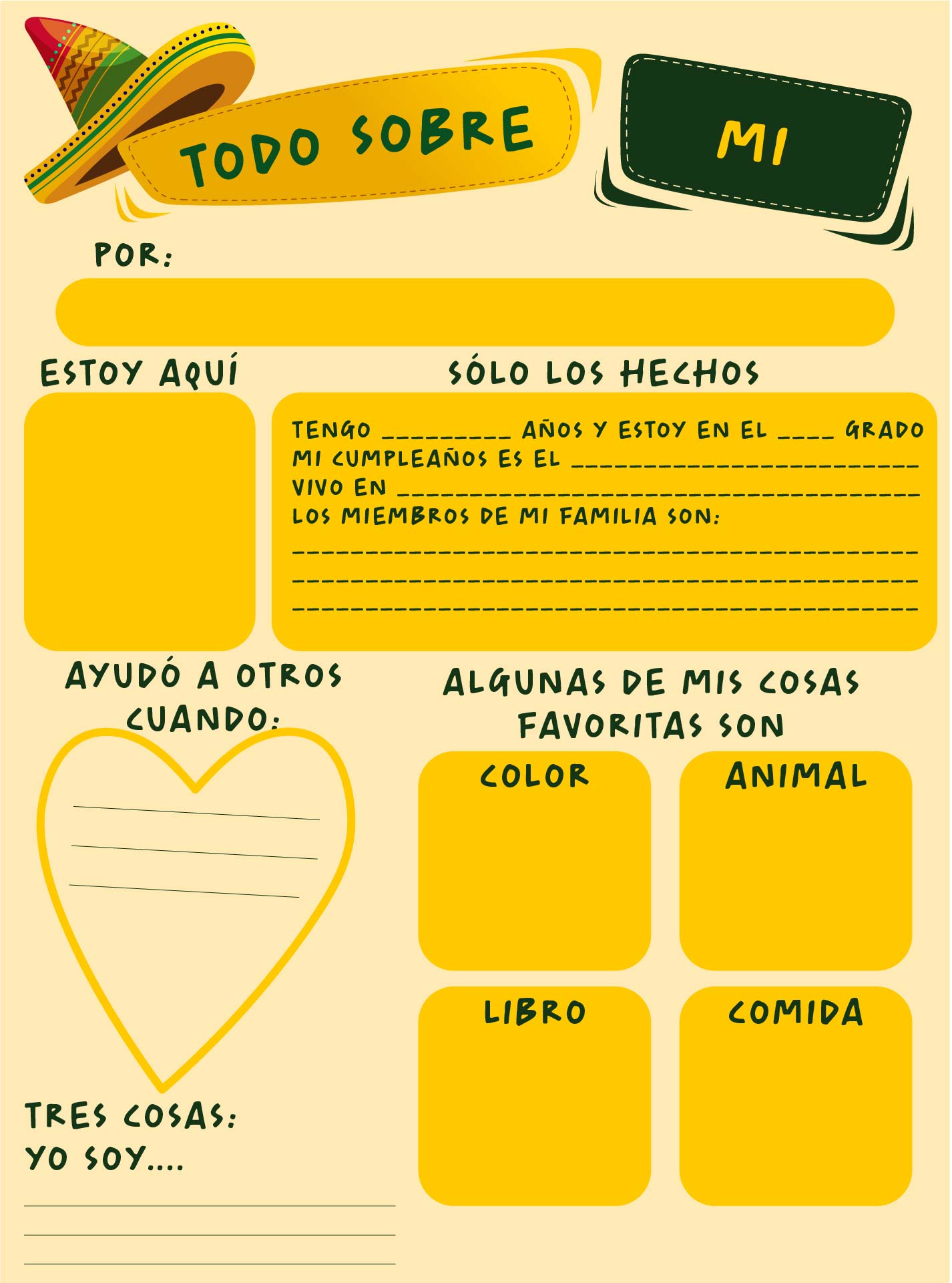 Printable Todo Sobre Mi All About Me Spanish Class Banners