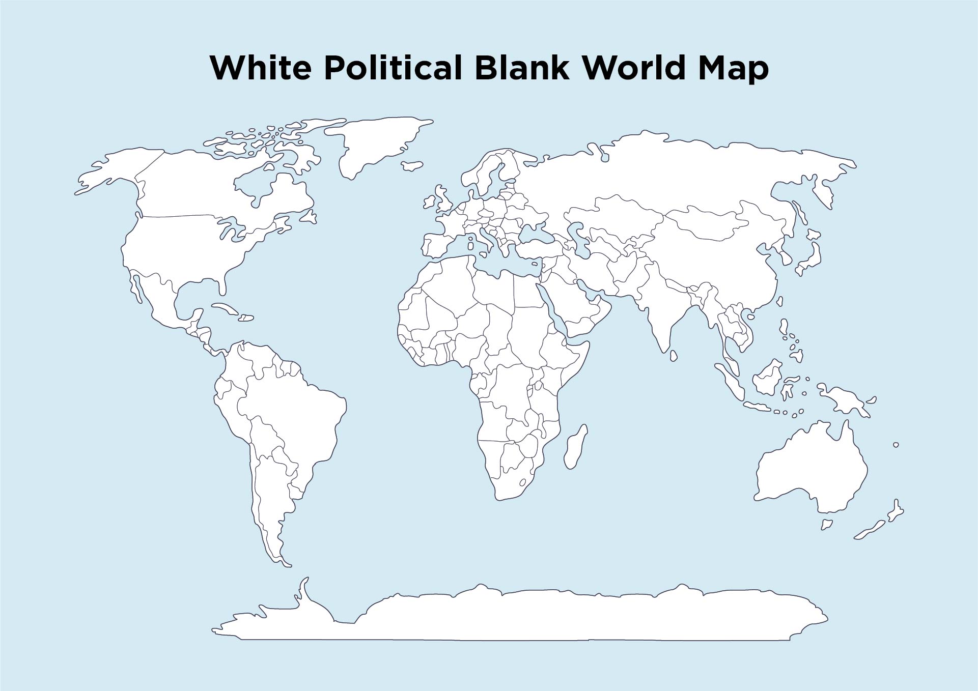 Printable White Political Blank World Map