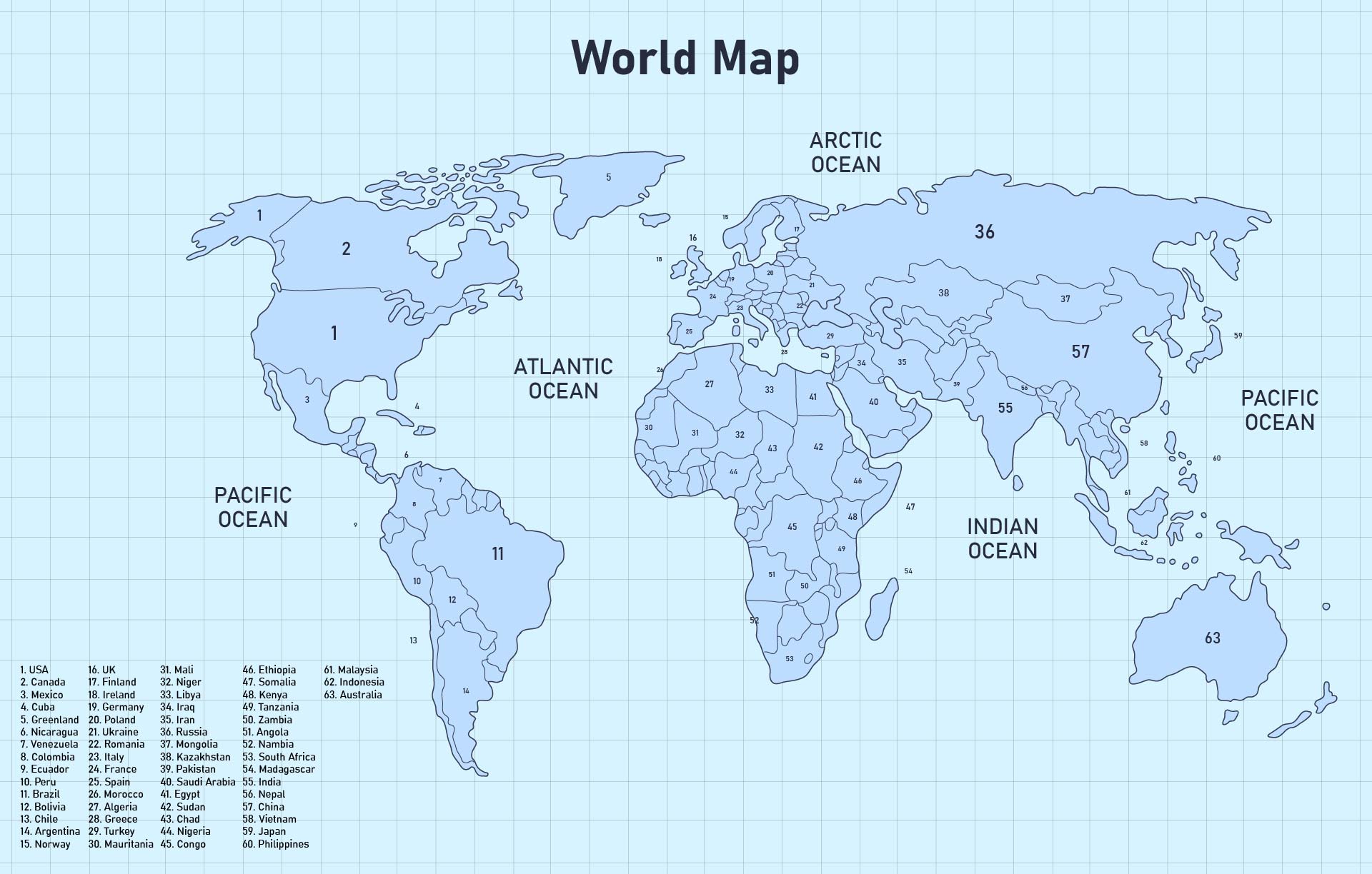 Printable World Map Geography List Of Countries