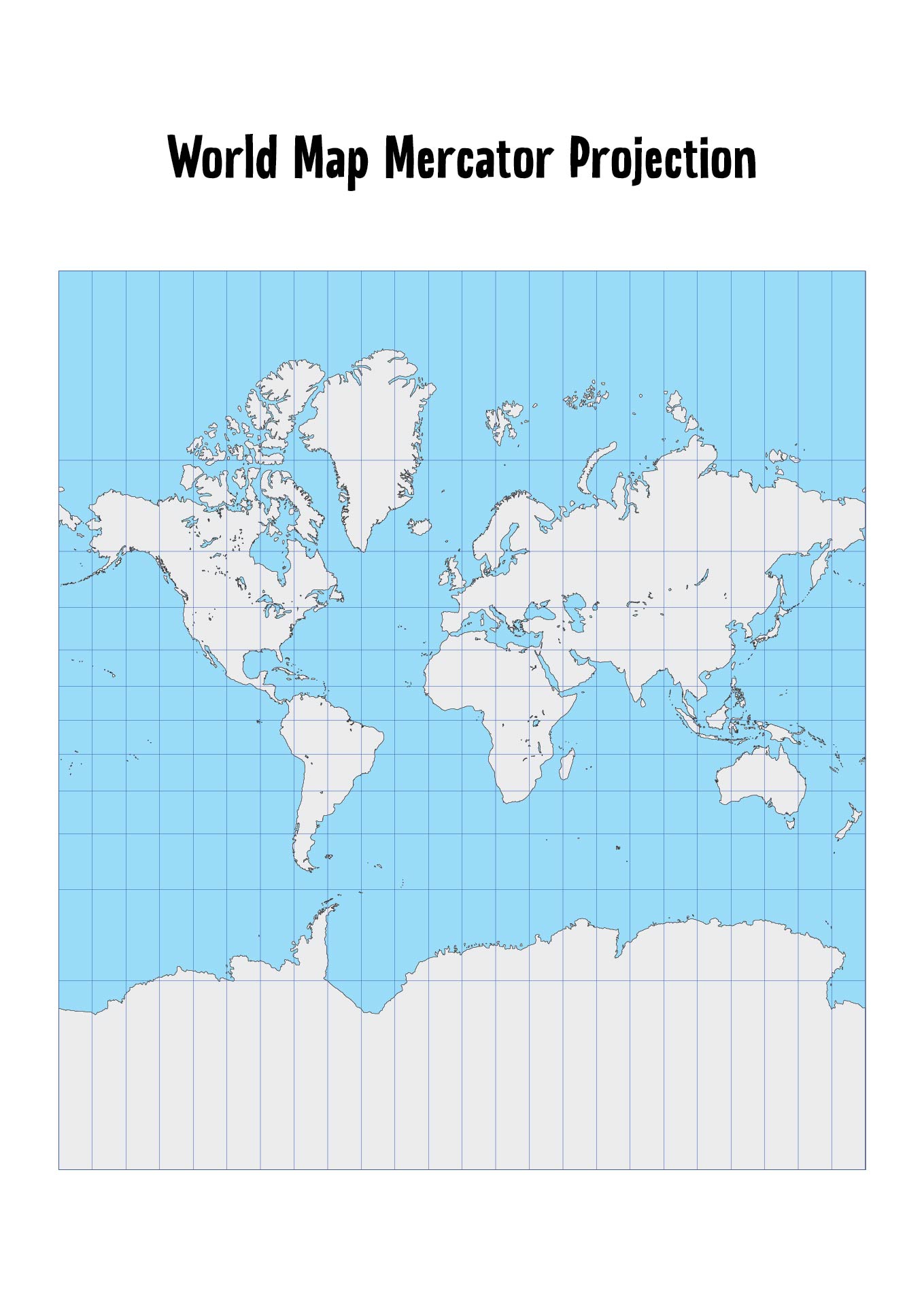 Printable World Map Mercator Projection