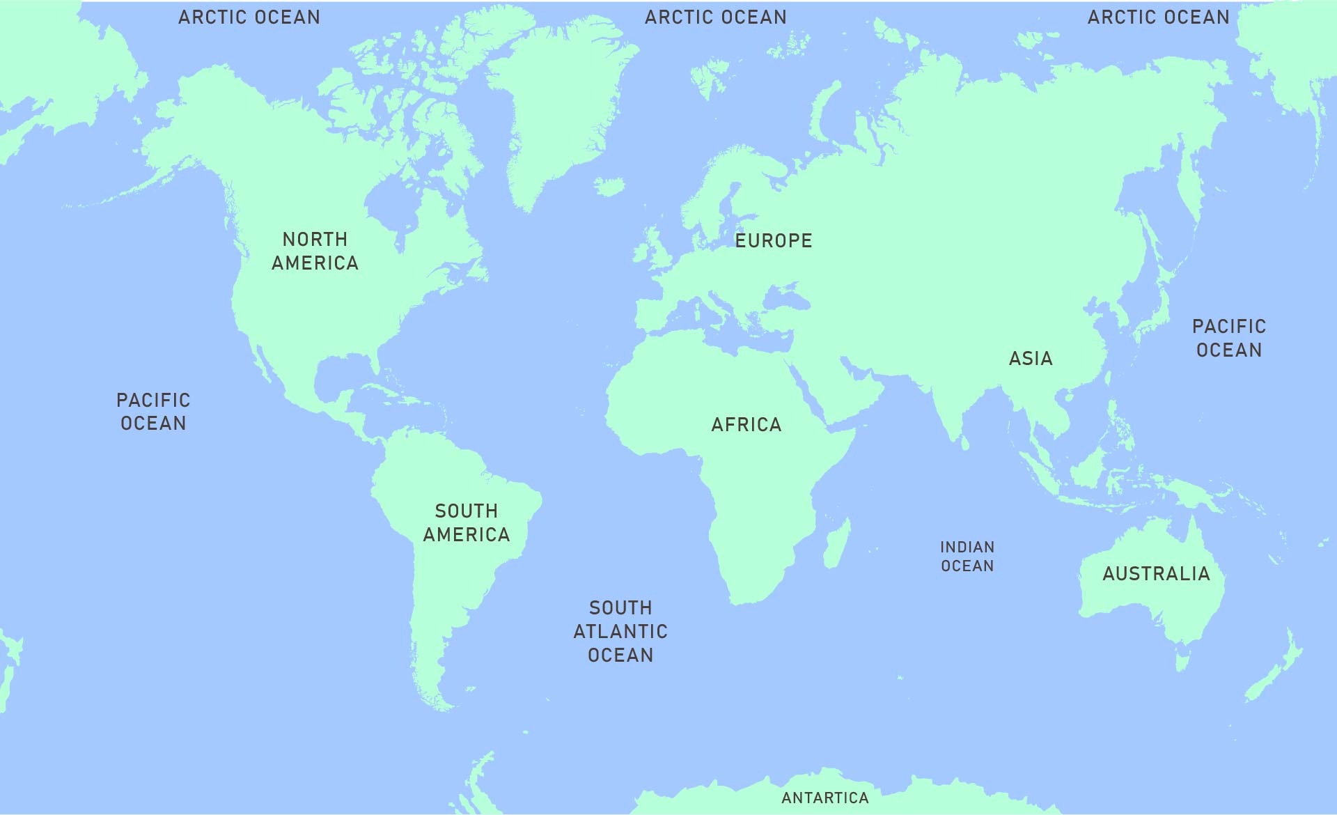 Printable World Map With Atlantic Ocean