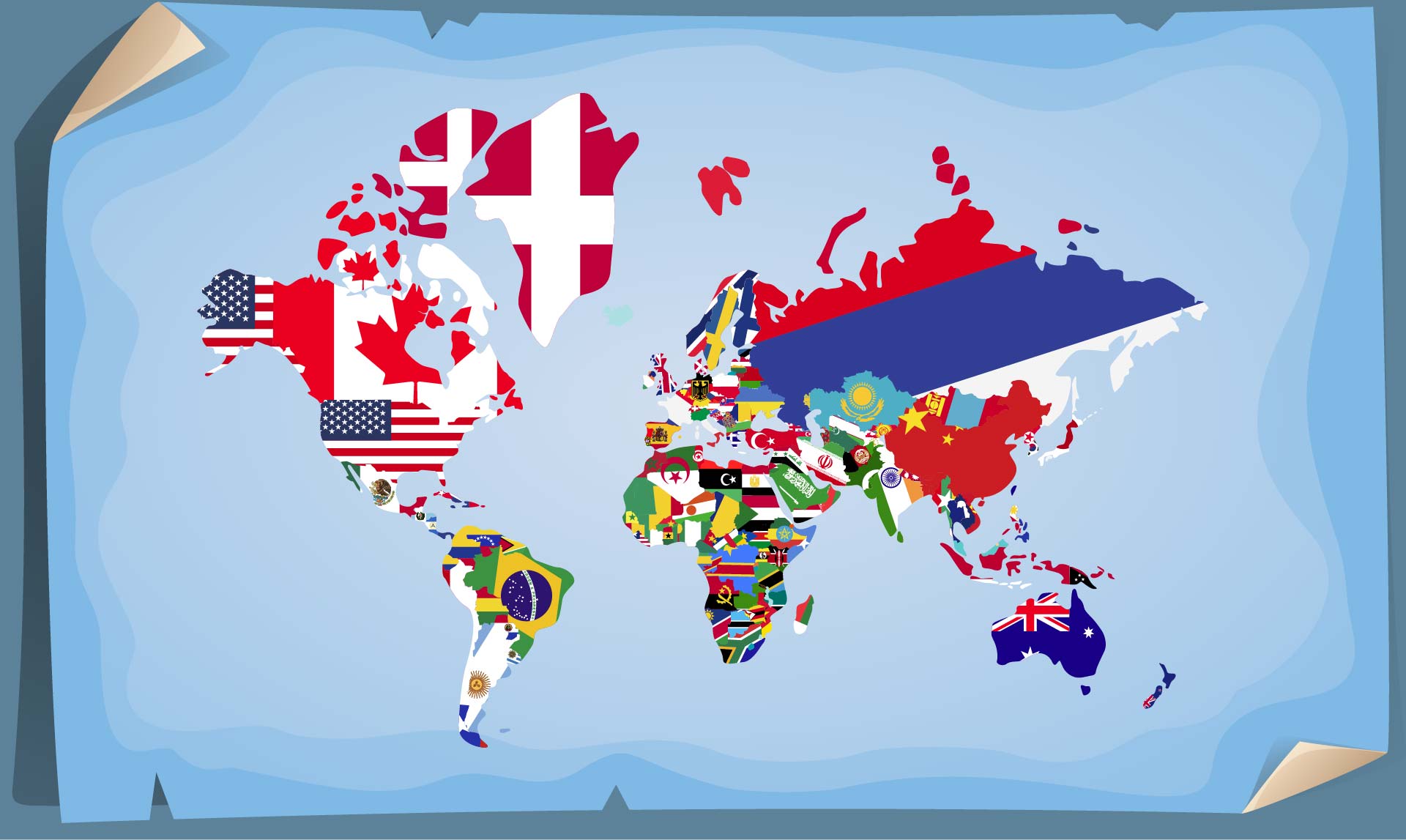 Printable World Map With Country Flags Large Poster