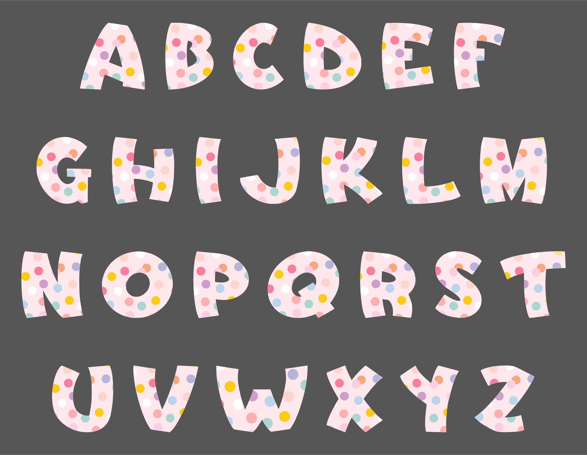 Rainbow Big Polka Dot Printable Letters