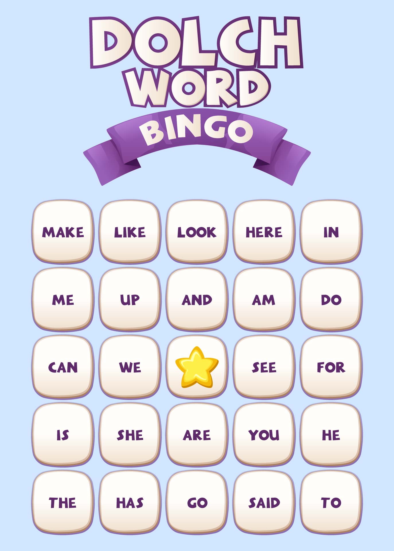 Sight Word Bingo Using Dolch Words Printable