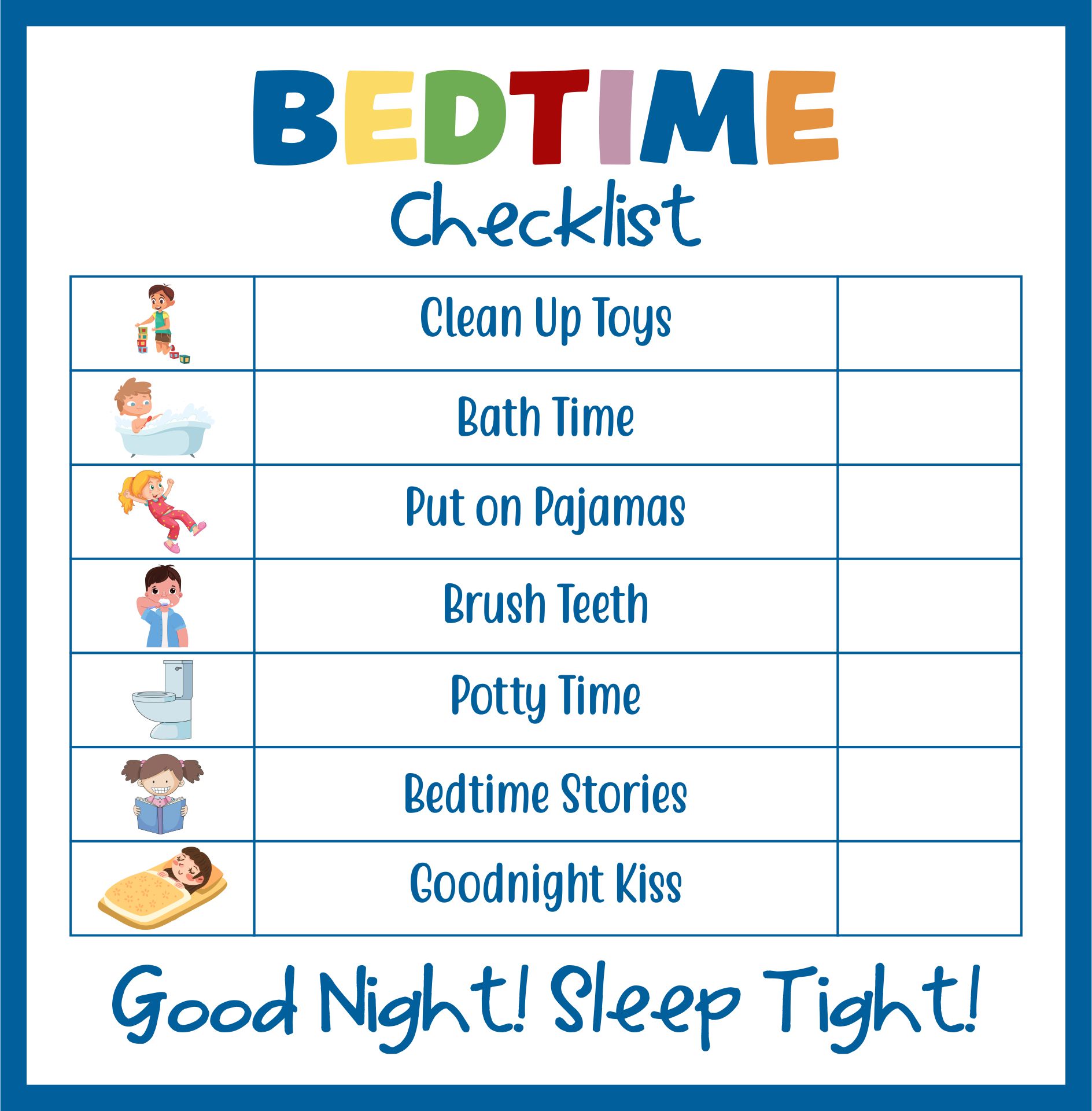 Toddler Bedtime Routine Charts Printable