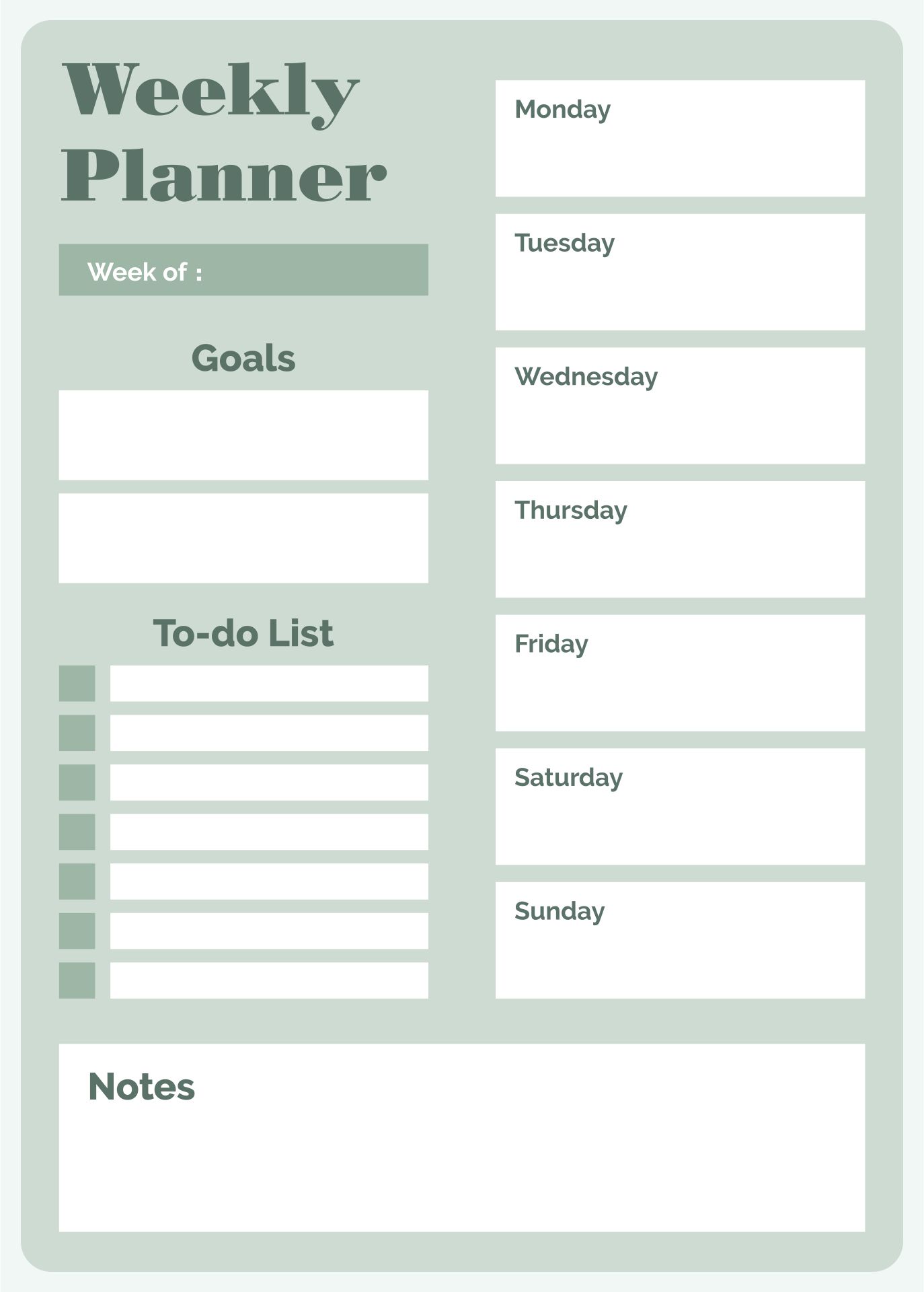 Weekly Planner Printable Pages