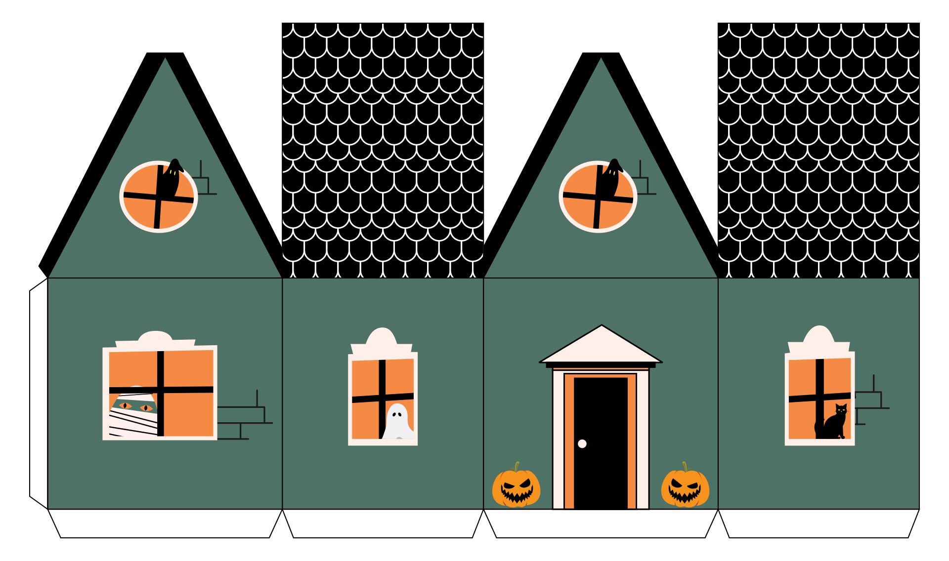 3D Haunted House Paper Craft Printable