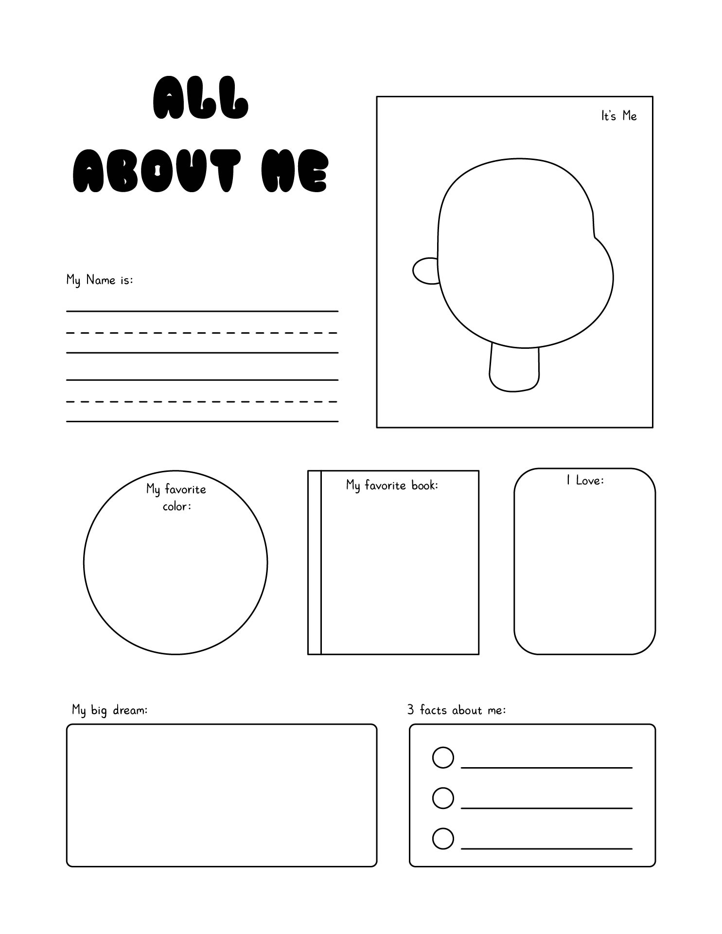All About Me Booklet Back To School Printable