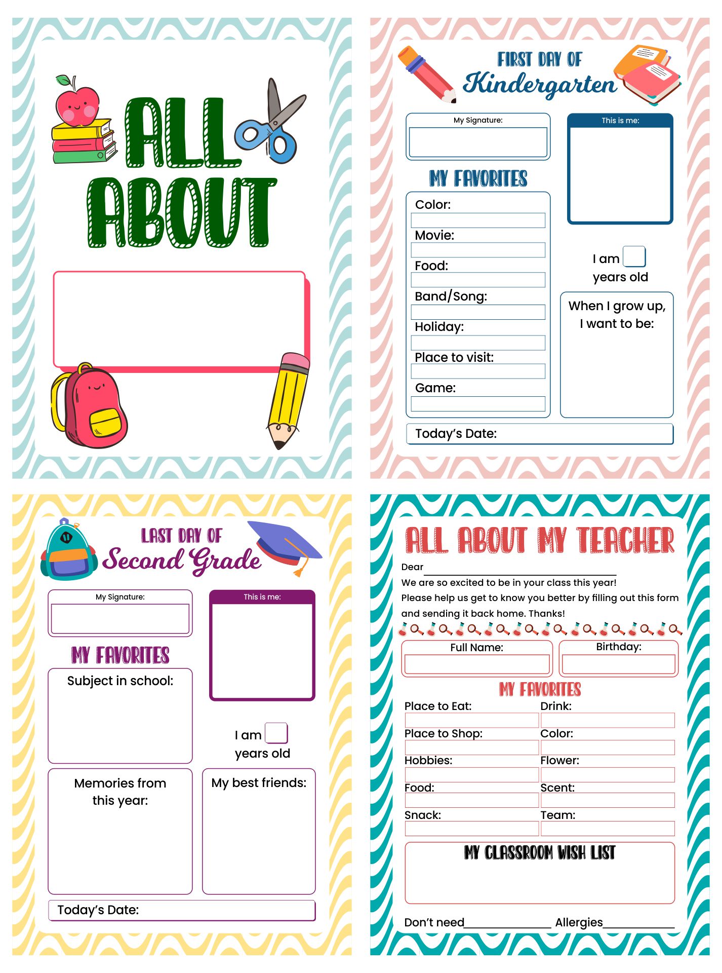 All About Me Memory Book Printable