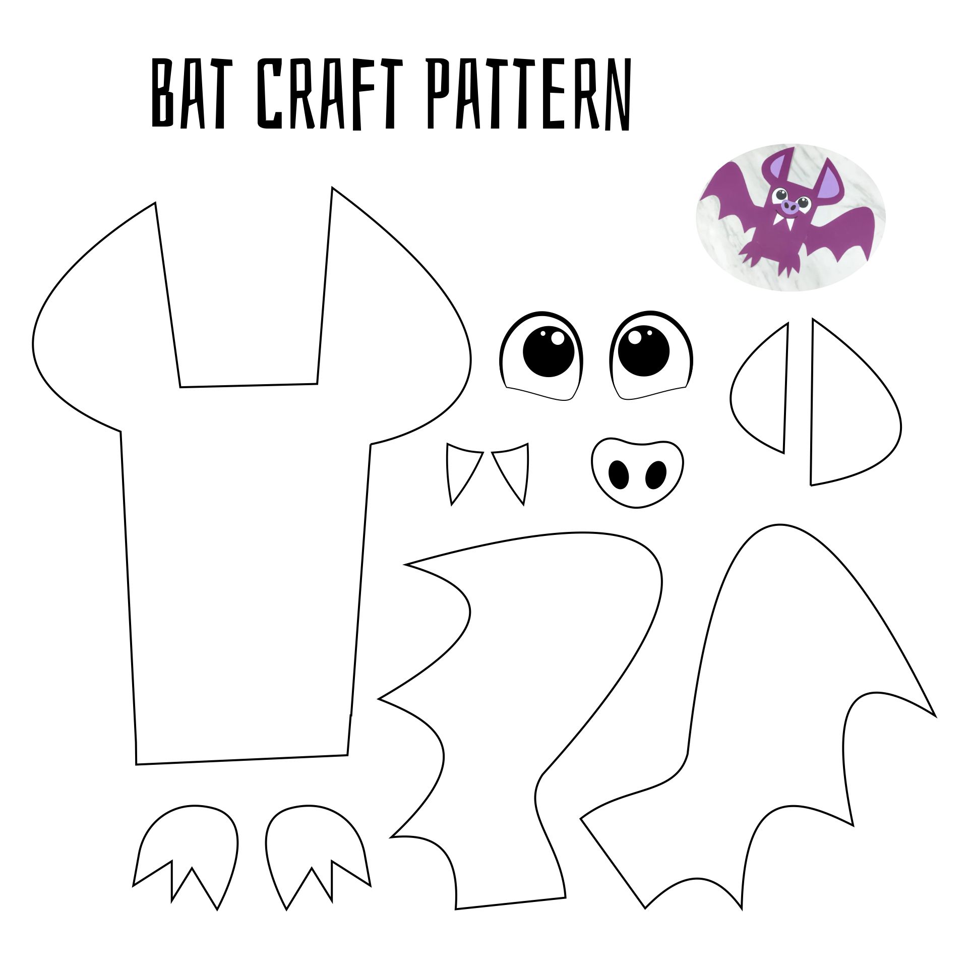 Bat Craft And Preschool Shapes Activity Printable Pattern