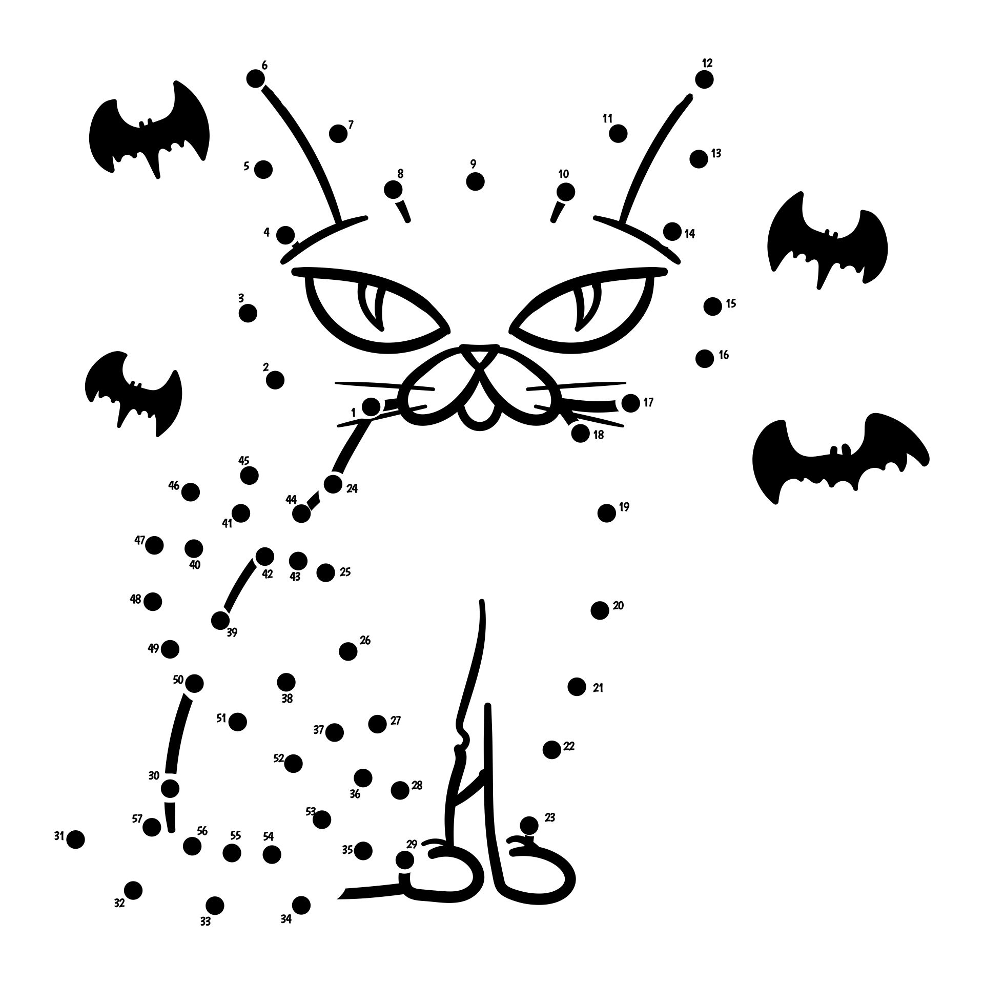 Black Cat Connect The Dots Halloween Printable