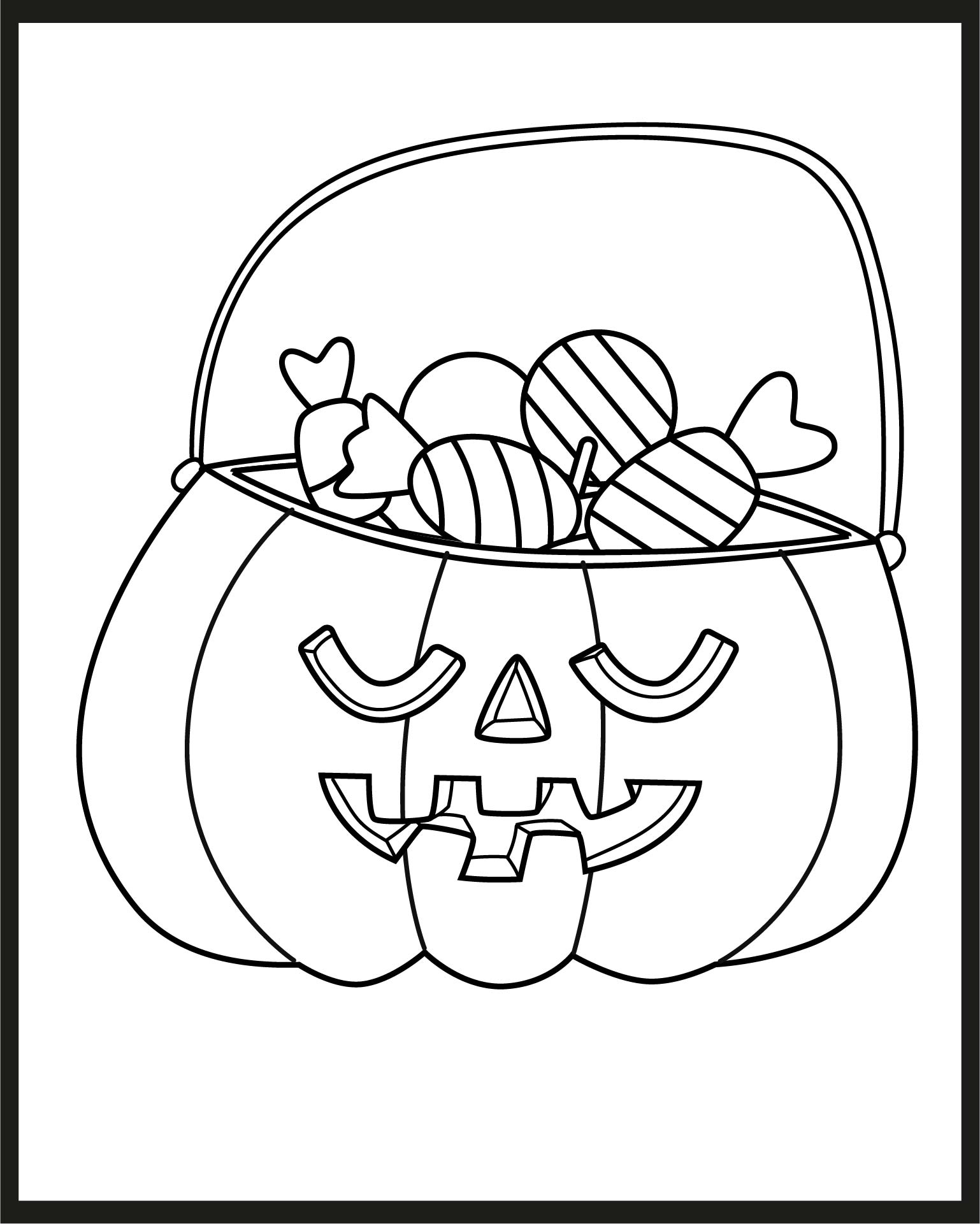 Candy In A Pumpkin Coloring Page Printable