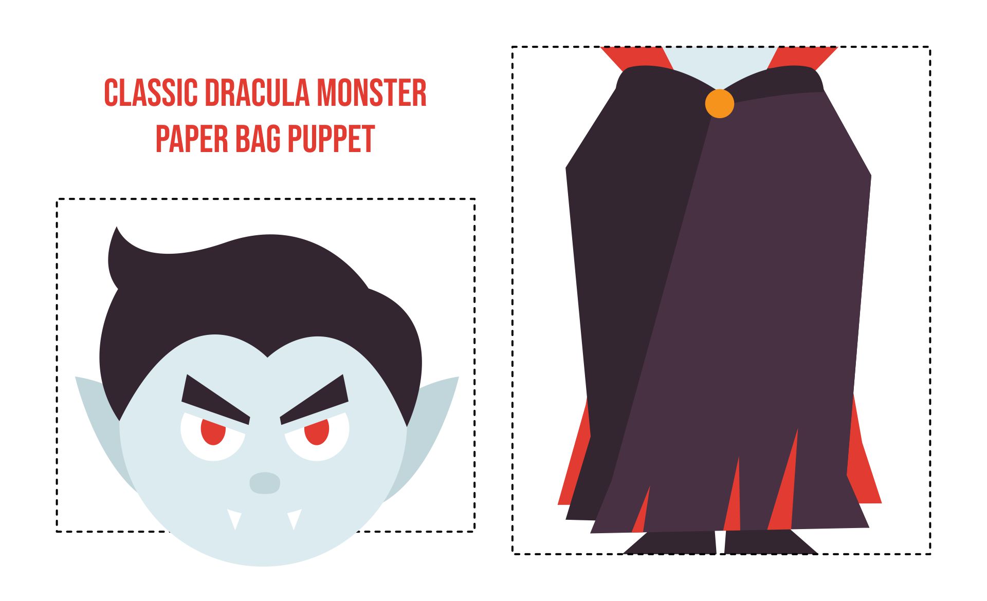 Classic Dracula Monster Paper Bag Puppet Printable