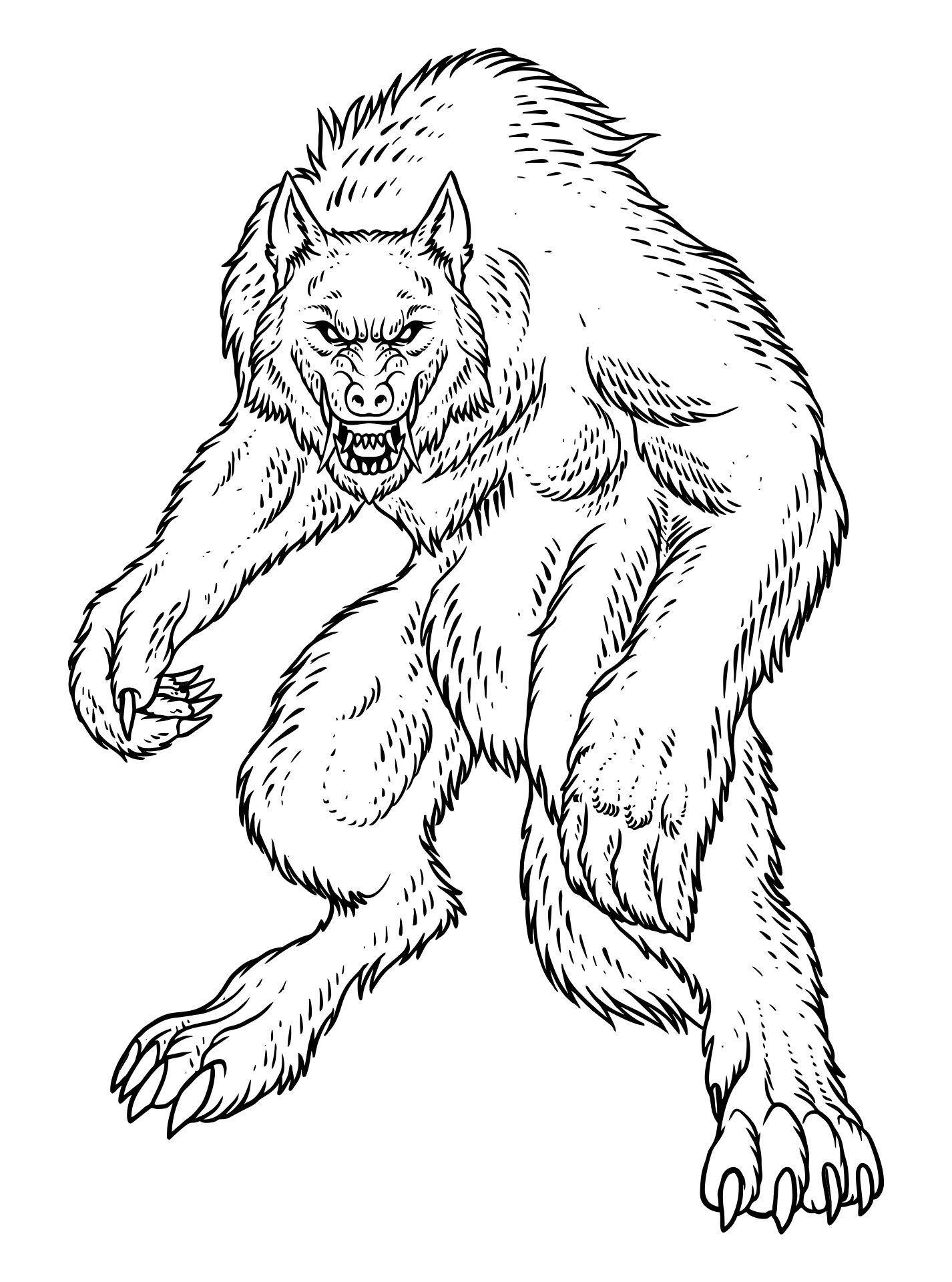 Classic Werewolf Coloring Page Printable
