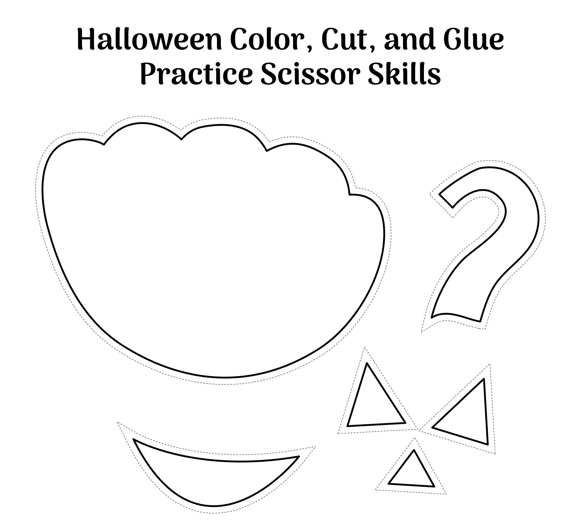 Color Cut Glue Halloween Practice Scissor Skills Printable Template