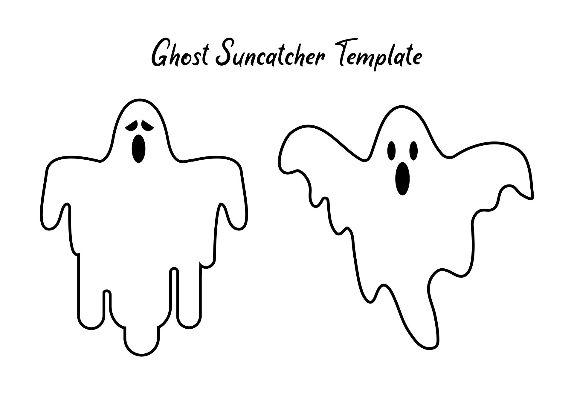 Easy Ghost Suncatcher Halloween Kids Craft Printable Template