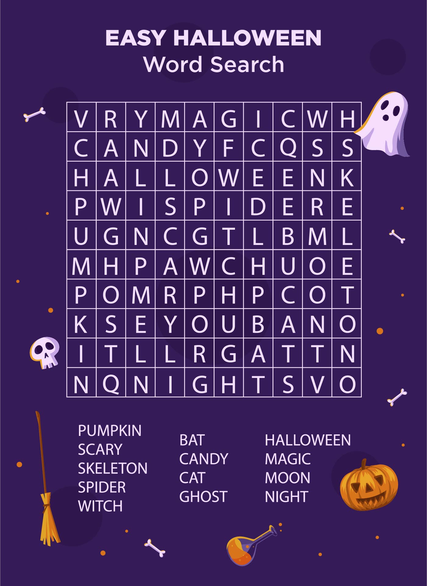 Easy Halloween Word Search Printables For Kids