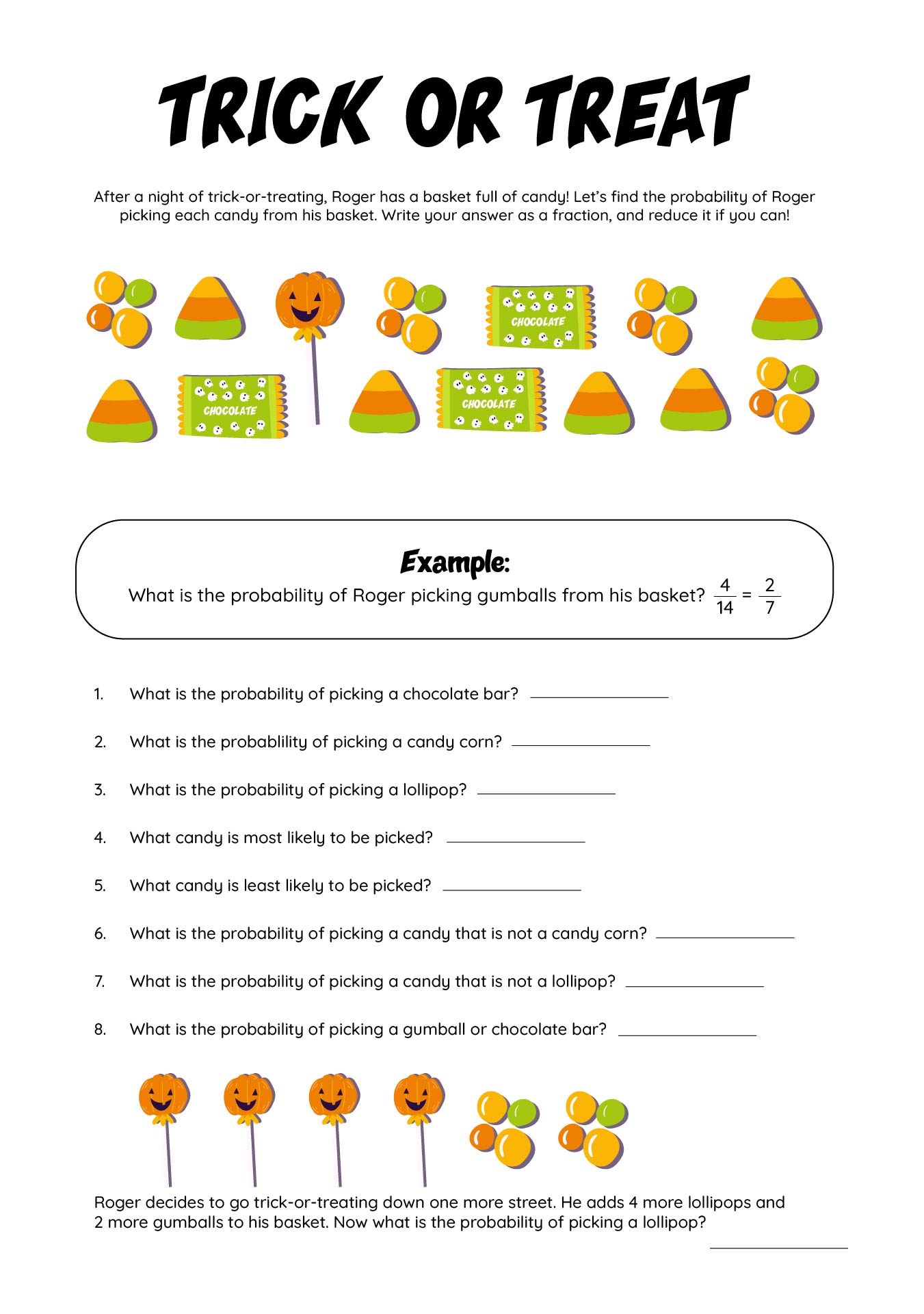 Find The Probability Halloween Printable Worksheet