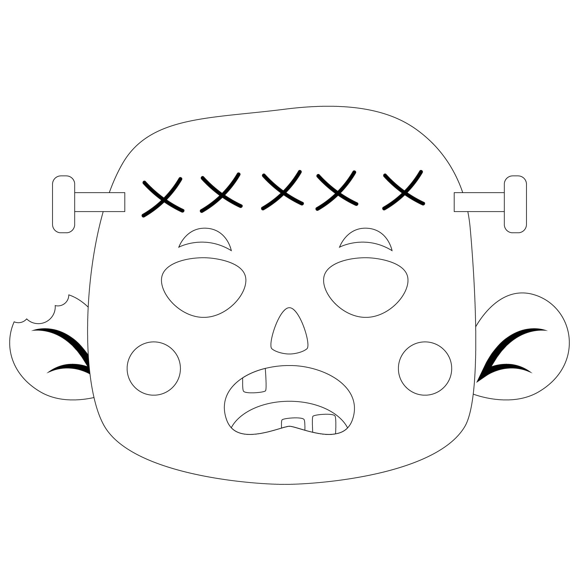Frankenstein Halloween Mask Template Coloring Page Printable