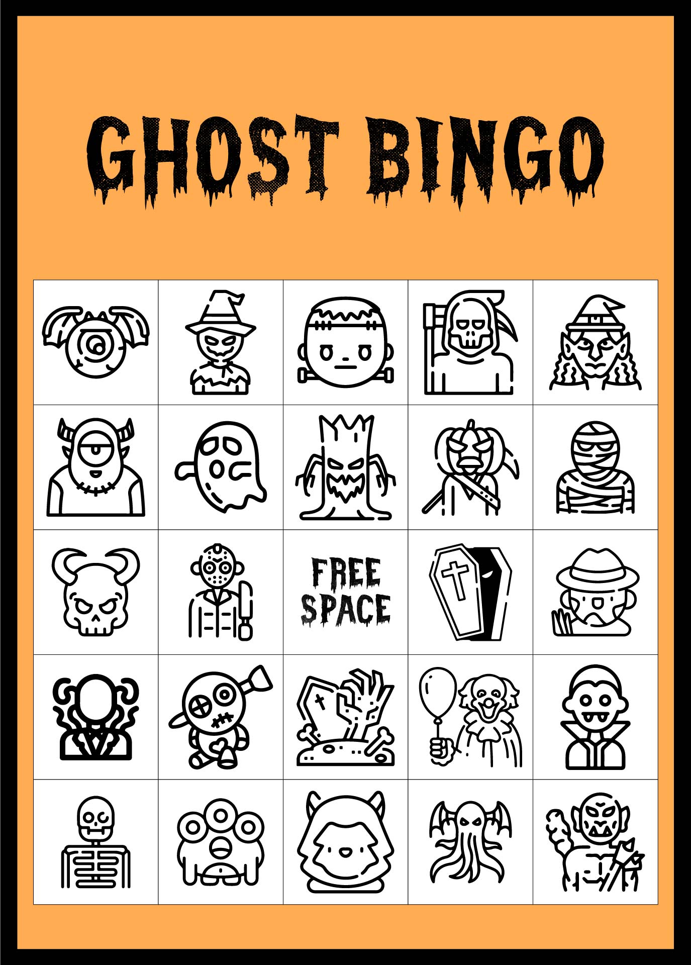 Ghost Bingo Printable Card Template