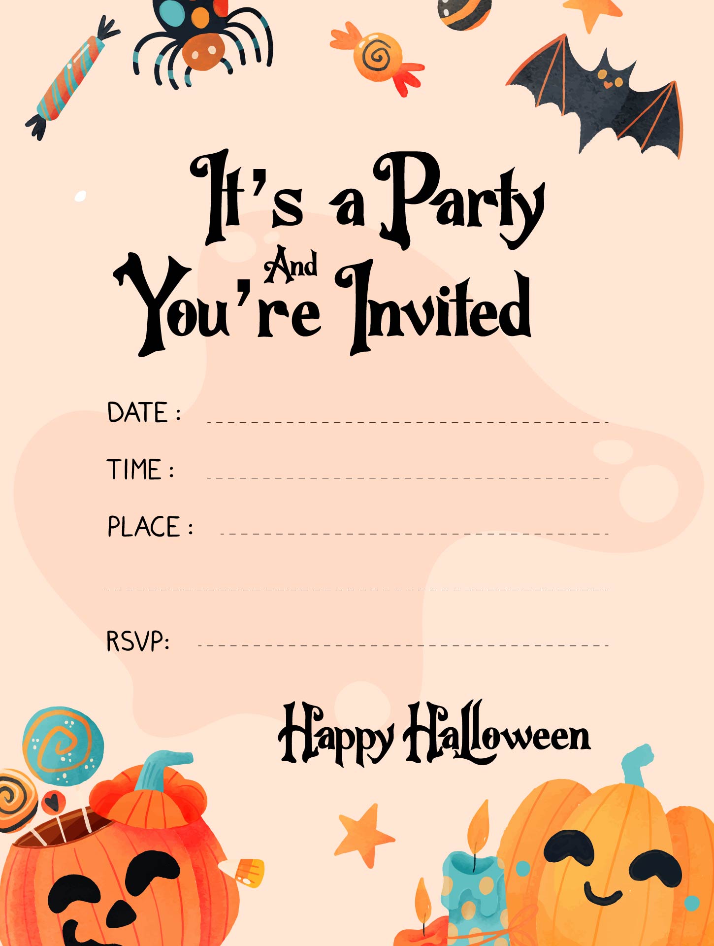 Girl Halloween Invitation Template Printable Halloween Party