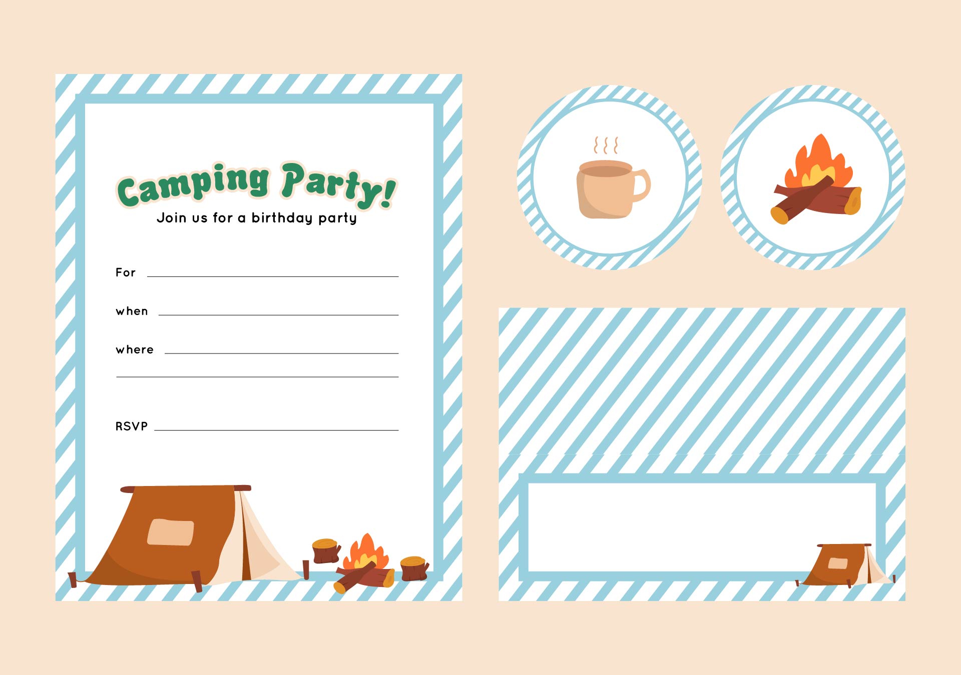 Glamping Party Printable Templates