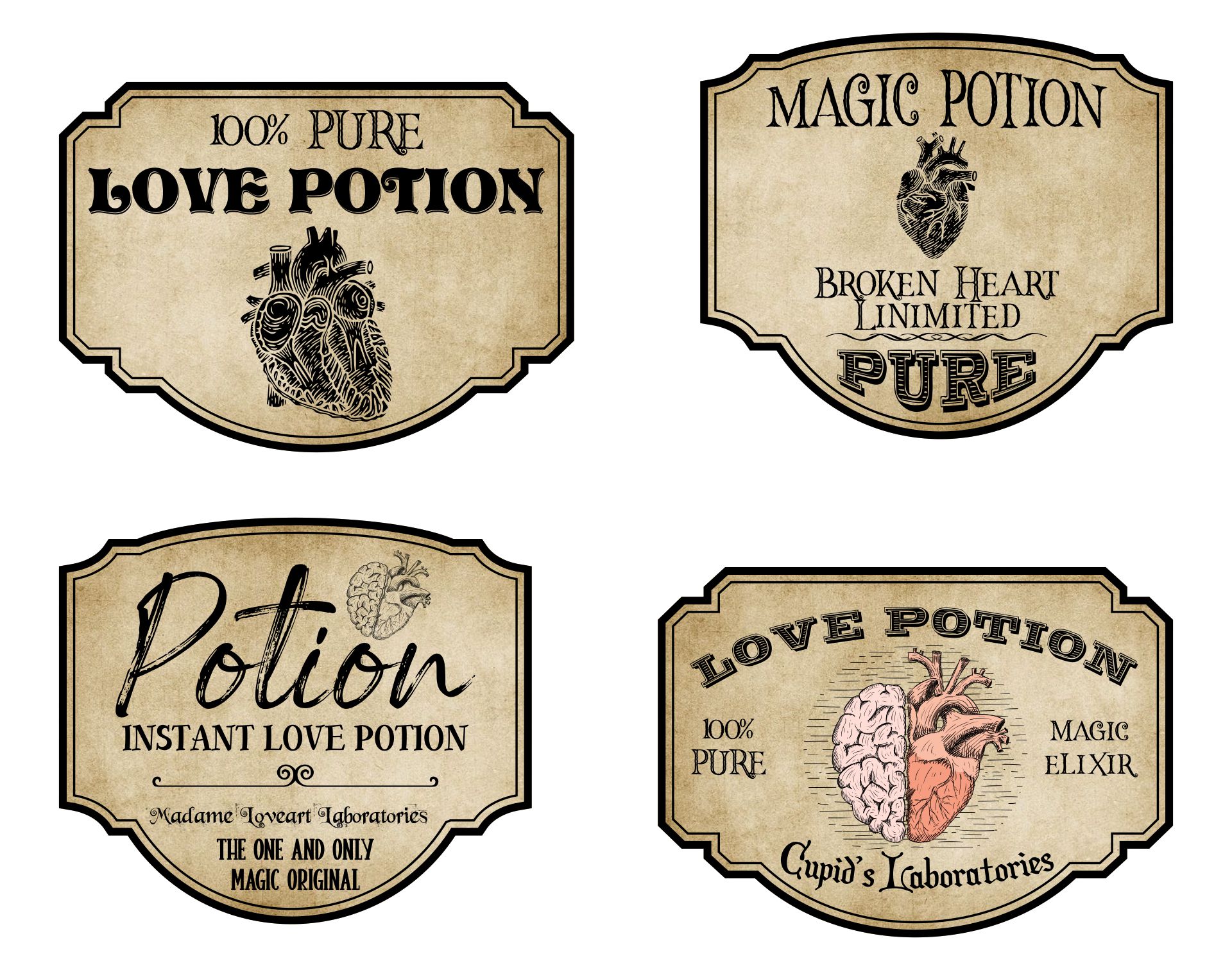Halloween Bottle Labels Love Potion Printable
