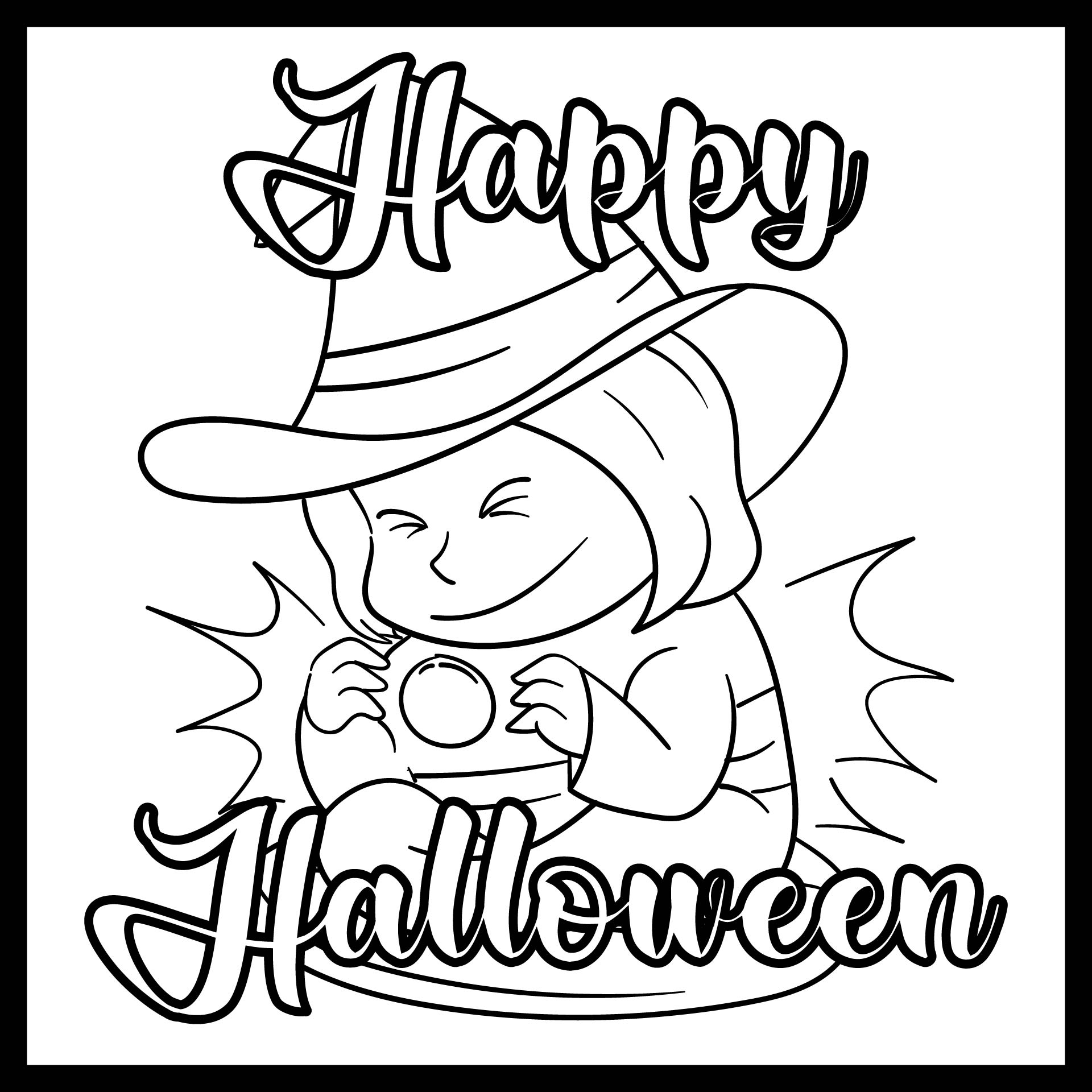 Halloween Coloring Pages For Girls Printable Template