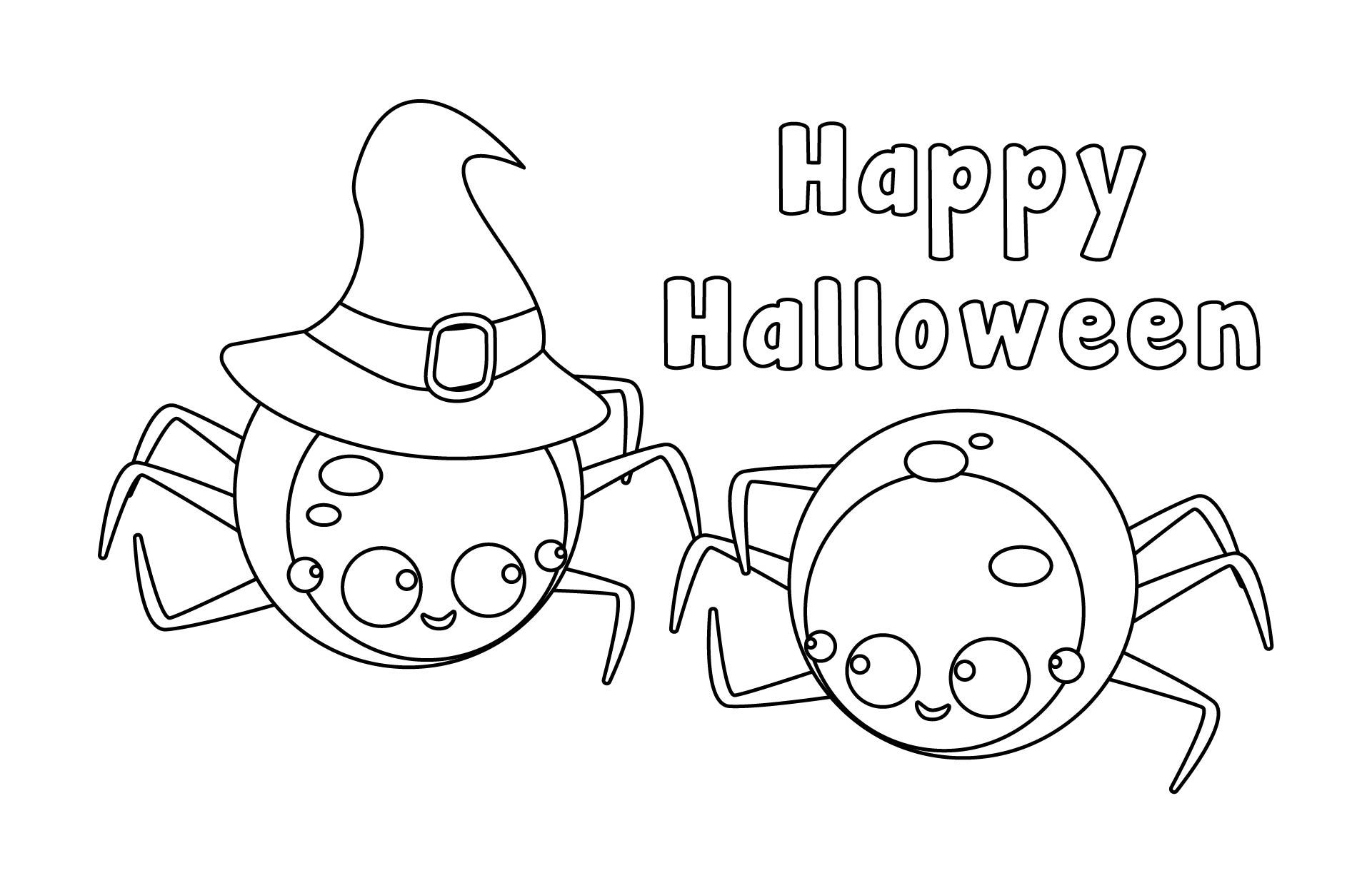 Halloween Coloring Pages Two Spiders And Web Printable