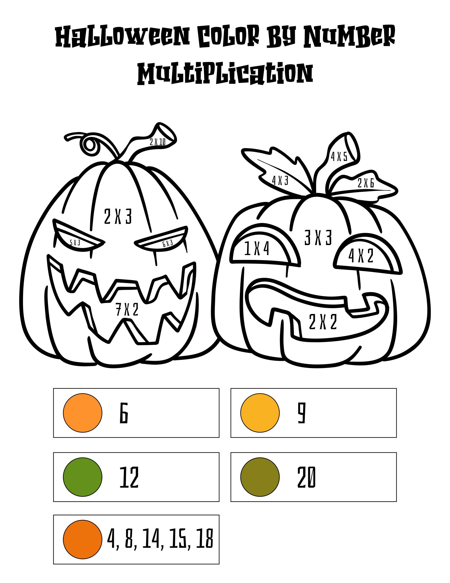 Halloween Day Coloring Pages Drawings For Math Facts Printable