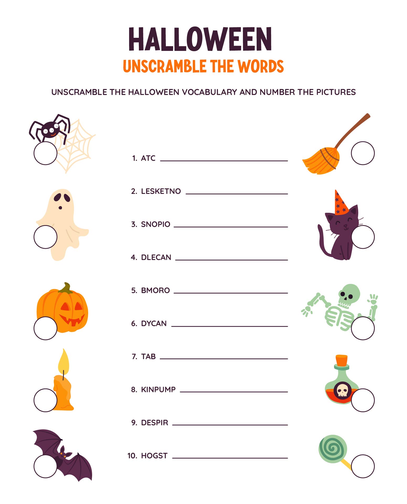 Halloween ESL Unscramble The Words Worksheets For Kids Printable