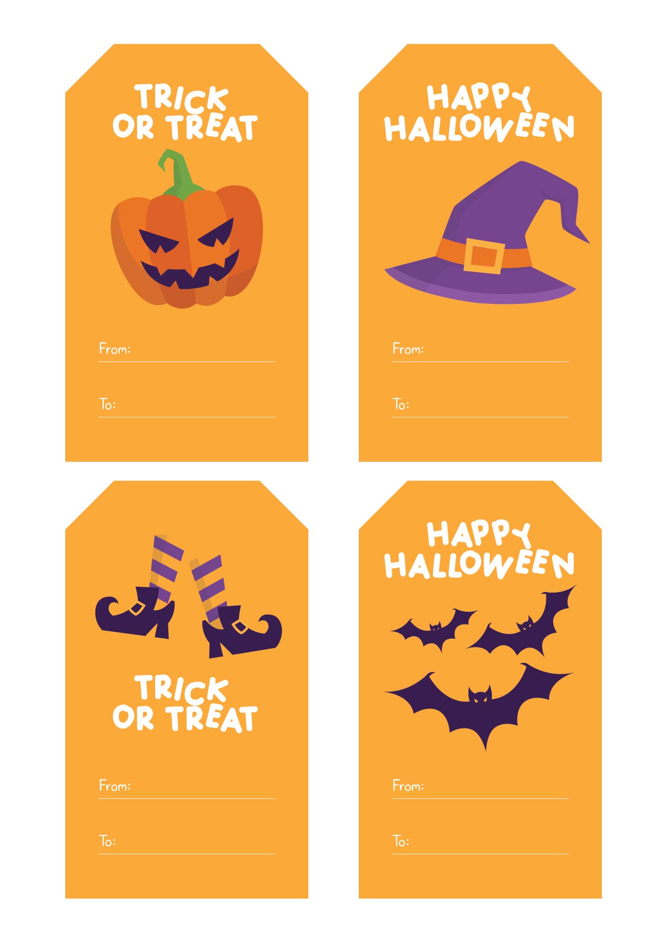 Halloween Gift Tags Cute And Scary Label Templates Printable