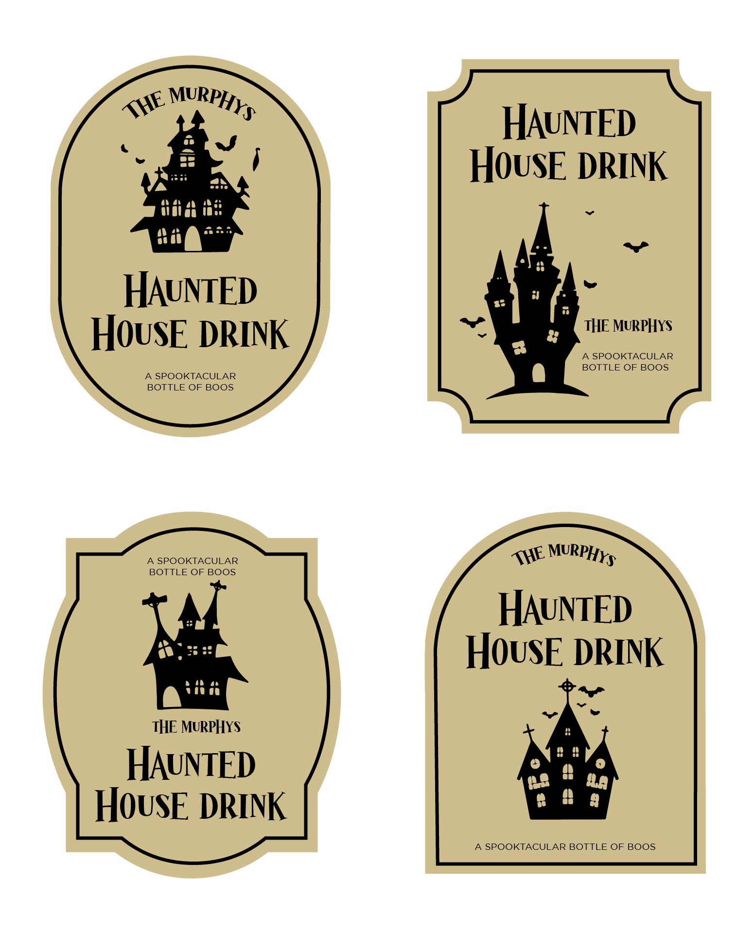 Halloween Haunted House Drinks Labels Printable