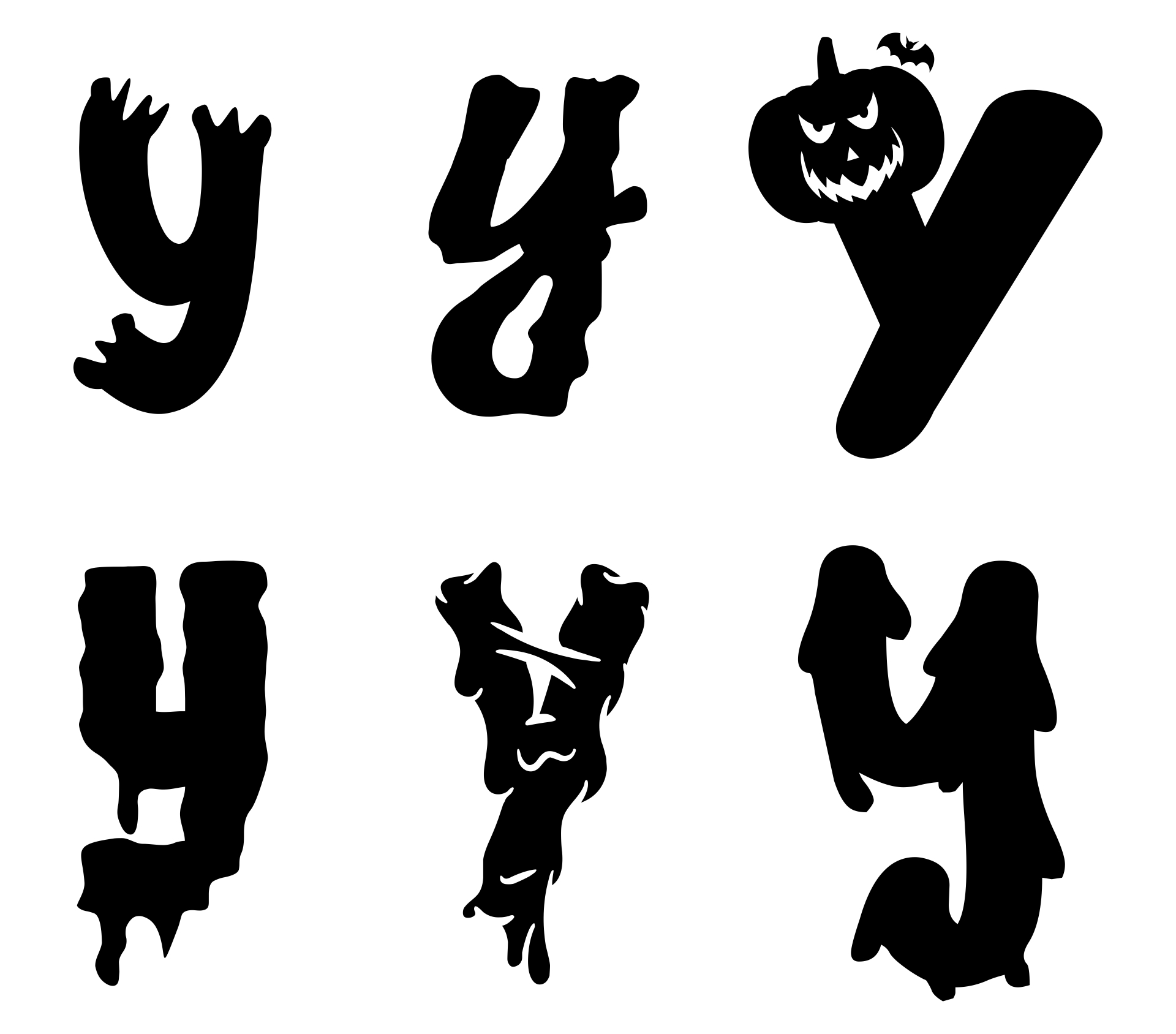 Halloween Lowercase Printable Bubble Letter Y