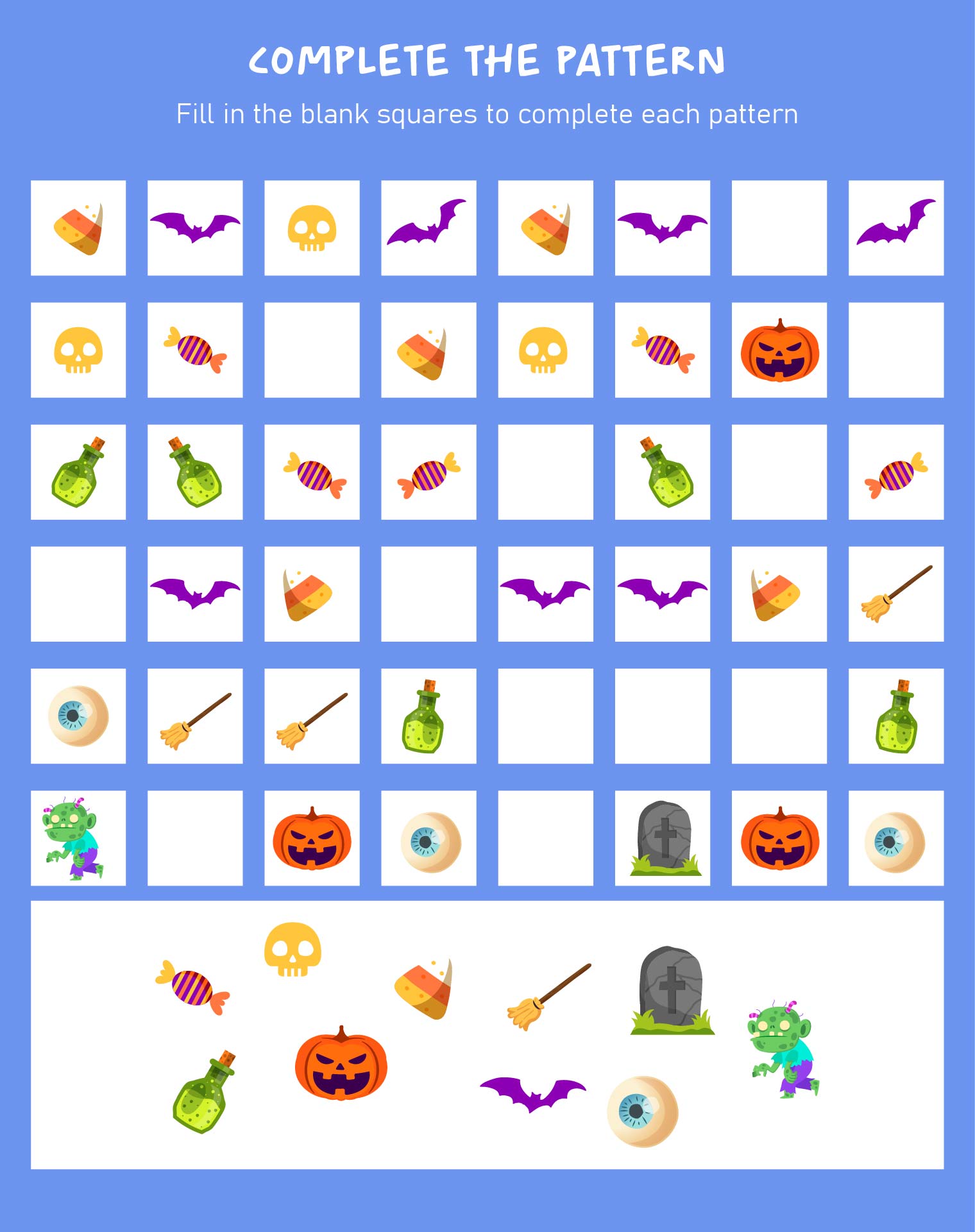 Halloween Math Worksheet With Sequential Patterns Printable