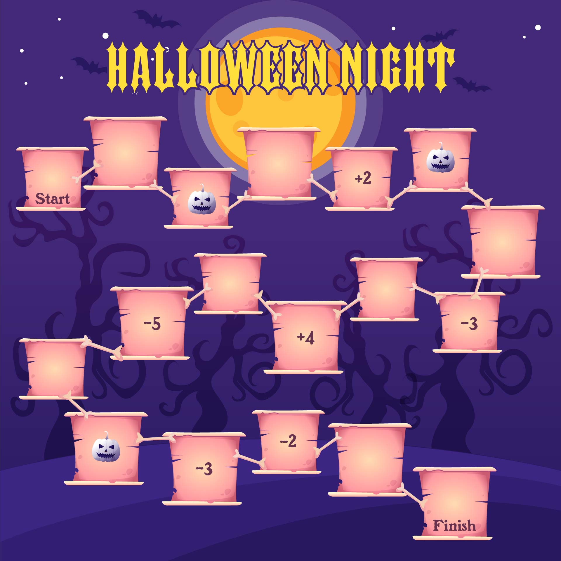Halloween Night Board Game Printable Papercraft Templates