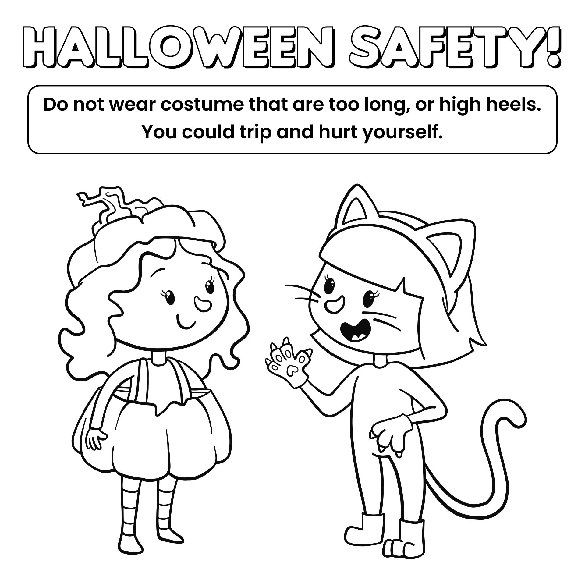 Halloween Night Safety Tips Coloring Sheets Printable