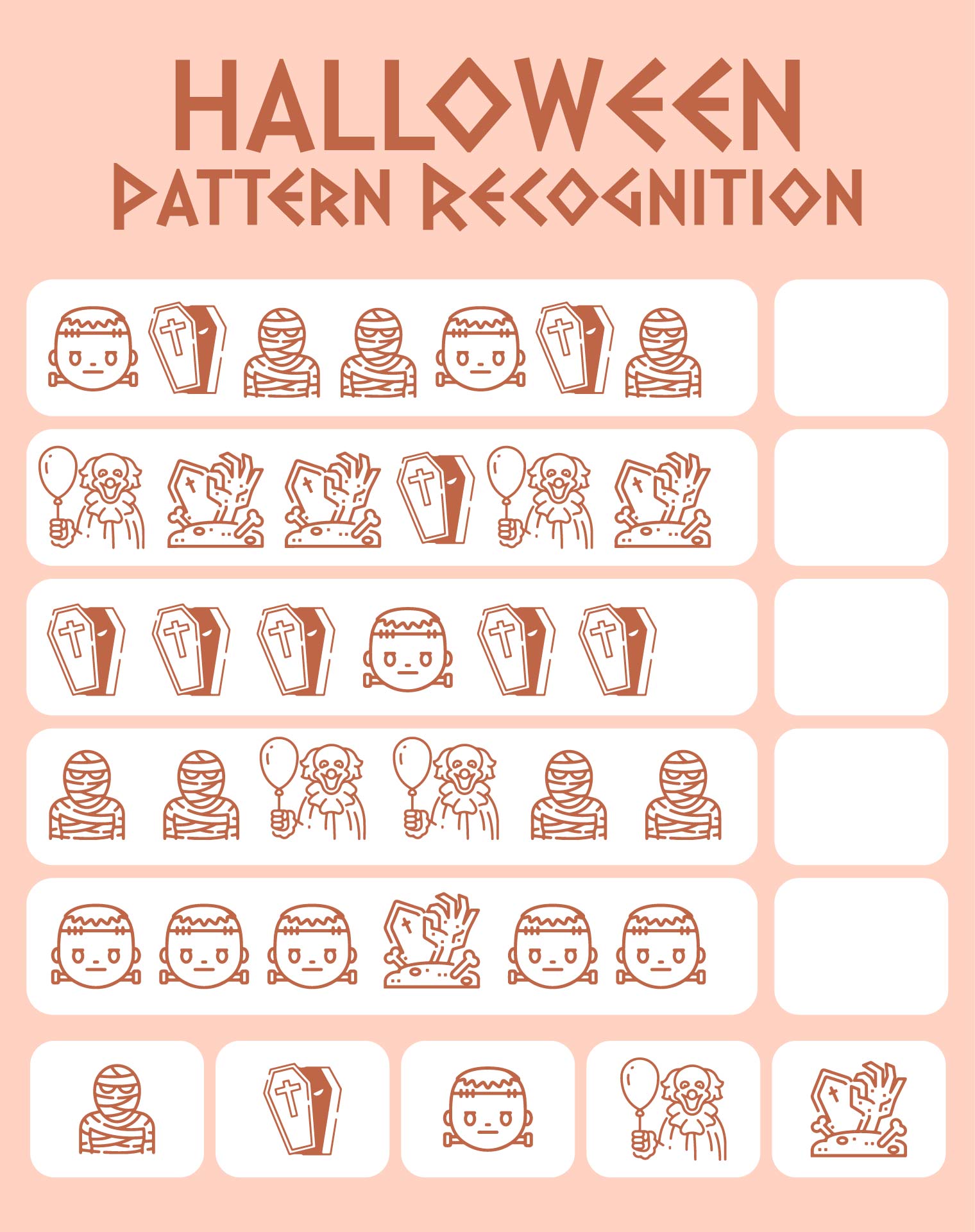 Halloween Pattern Recognition Worksheets Printable