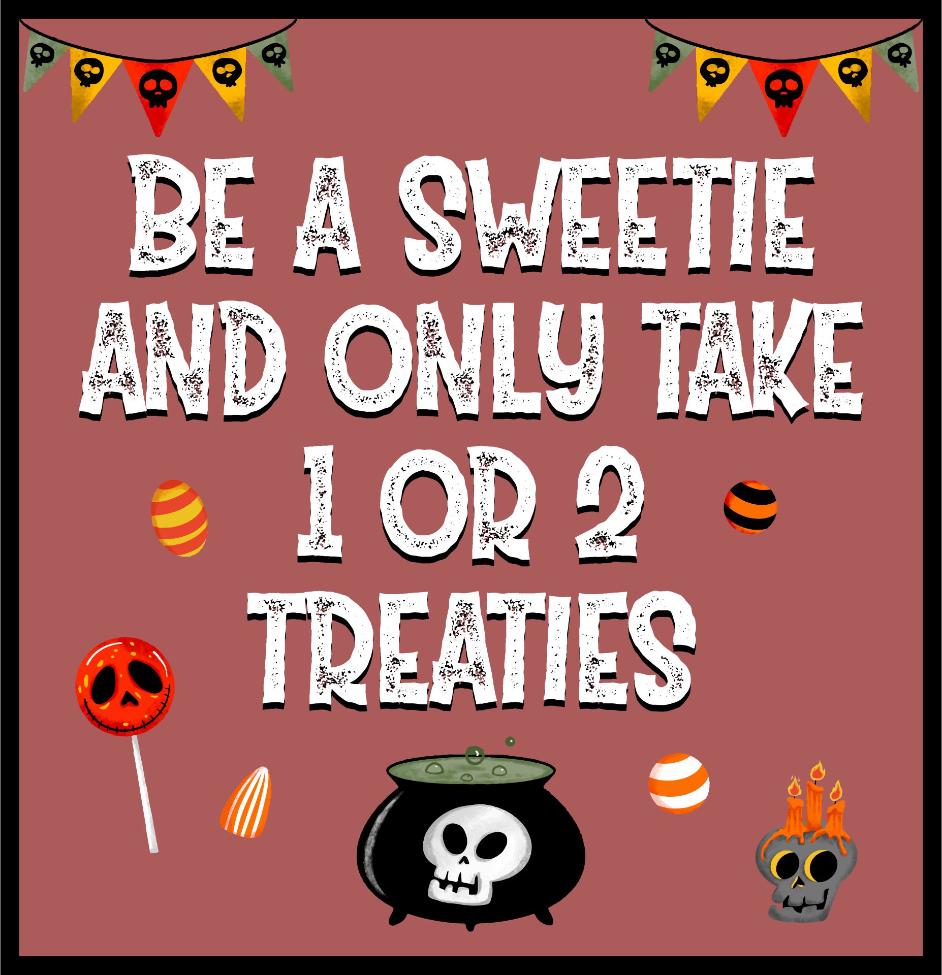 Halloween Porch Printable Unattended Candy Bowl Porch Sign