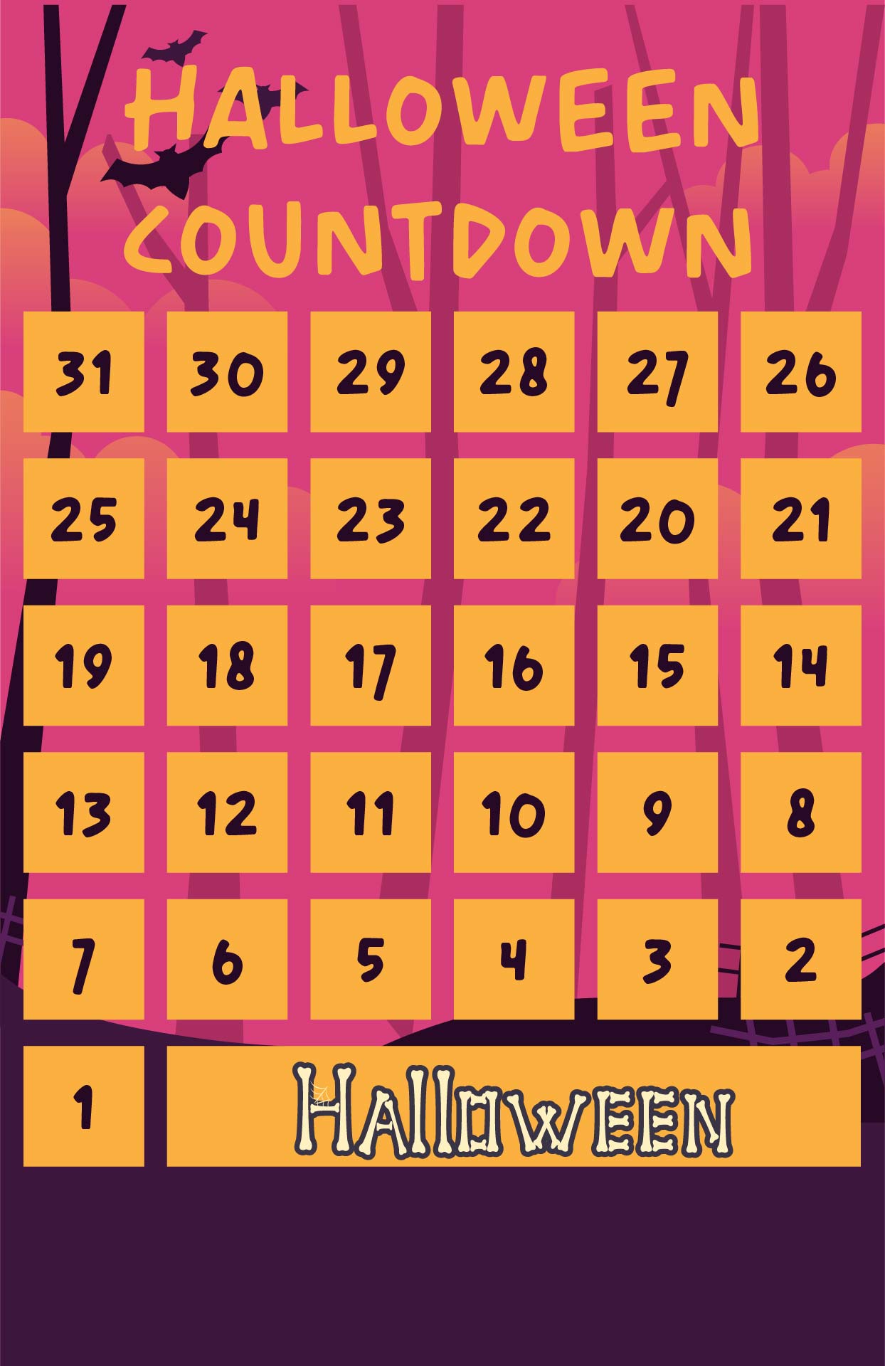 Halloween Printable Advent Calendar