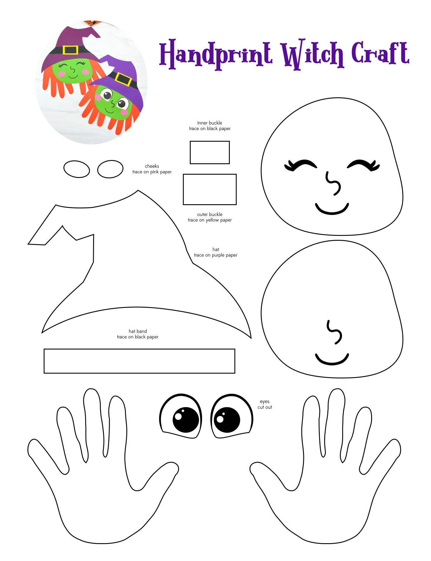 Halloween Printables For Kids Preschool Handprint Art Template