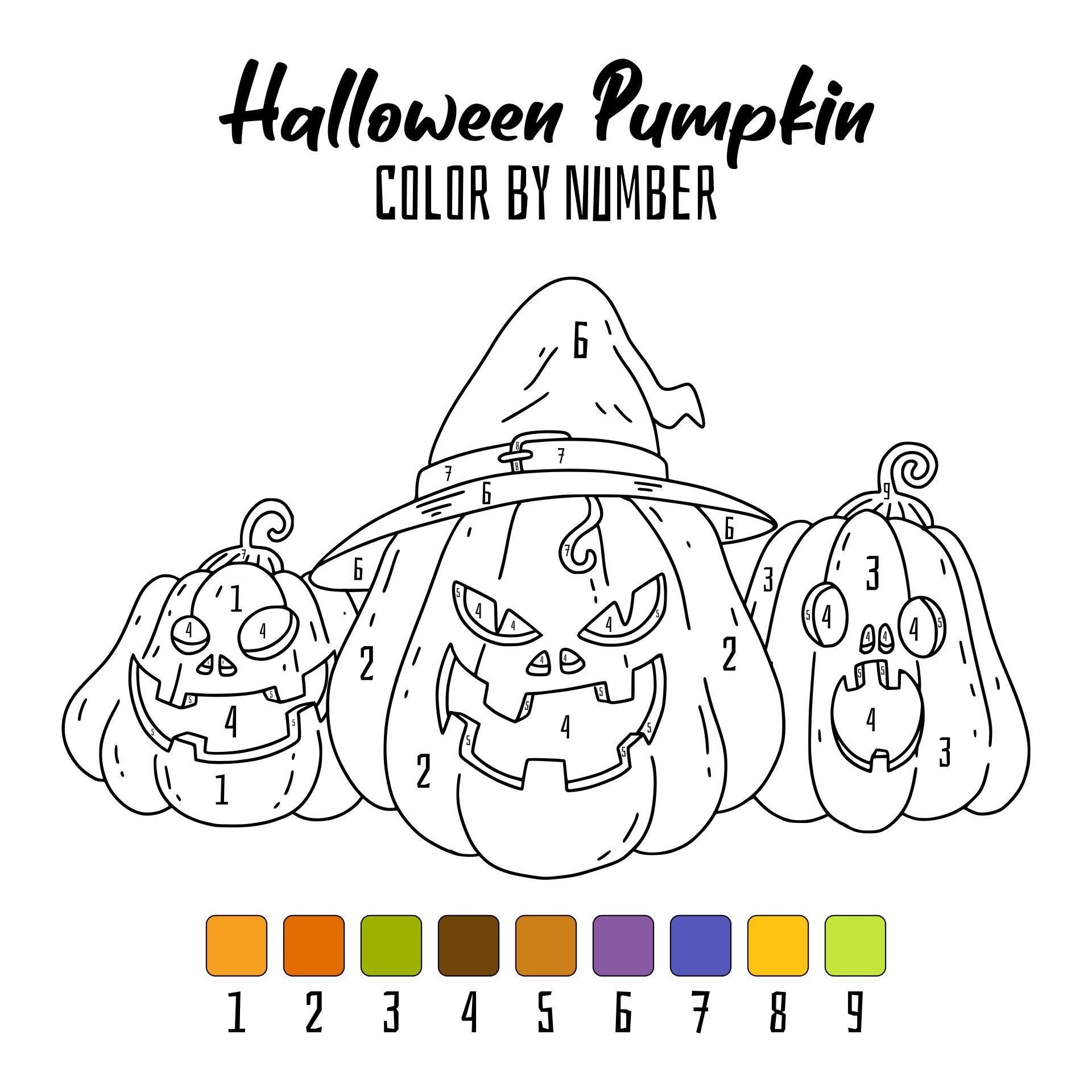 Halloween Pumpkin Printable Color By Number Page