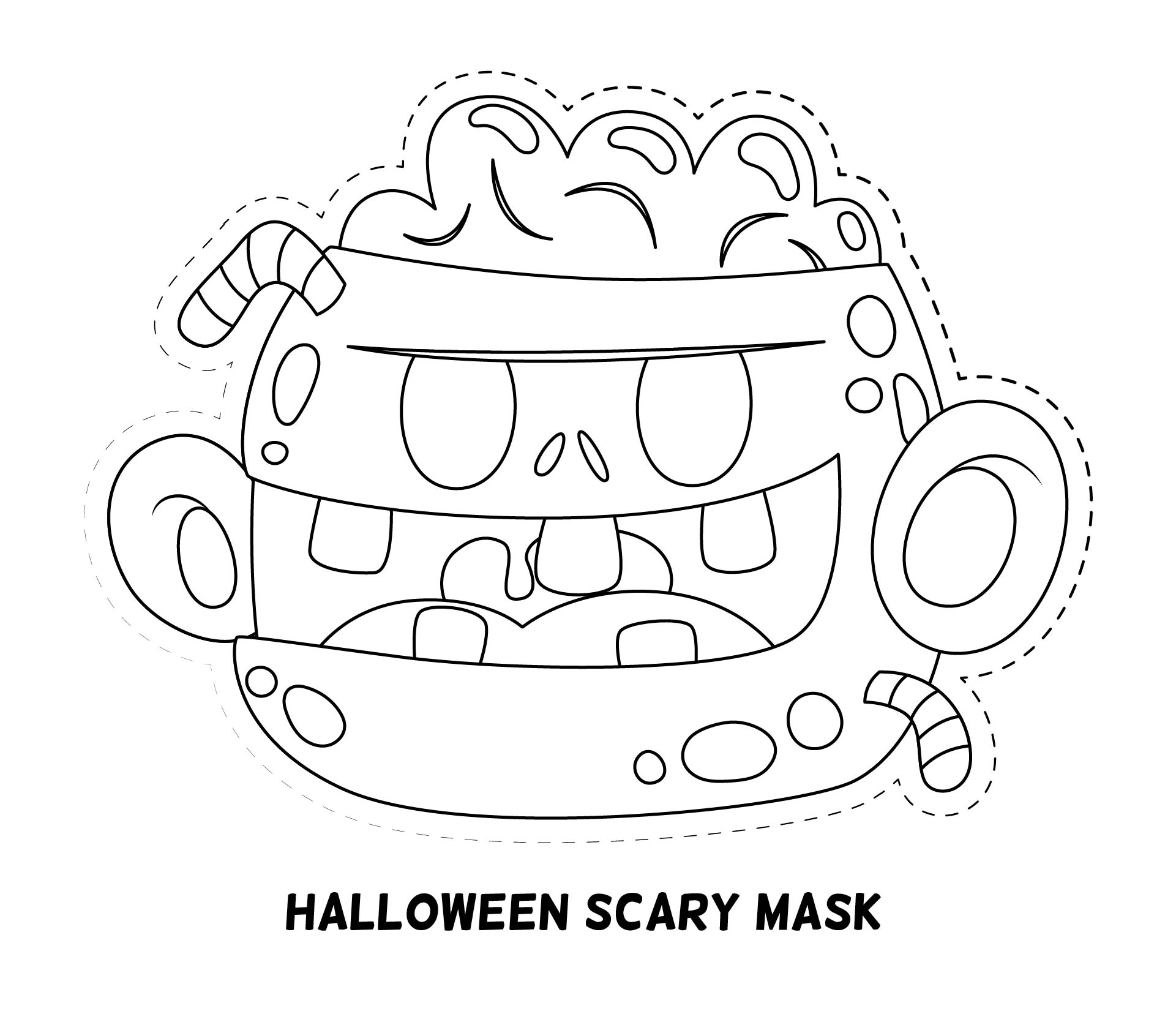 Halloween Scary Mask Coloring Page Printable